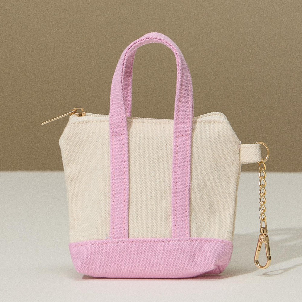 Pink | Mini Canvas Bag Keychain