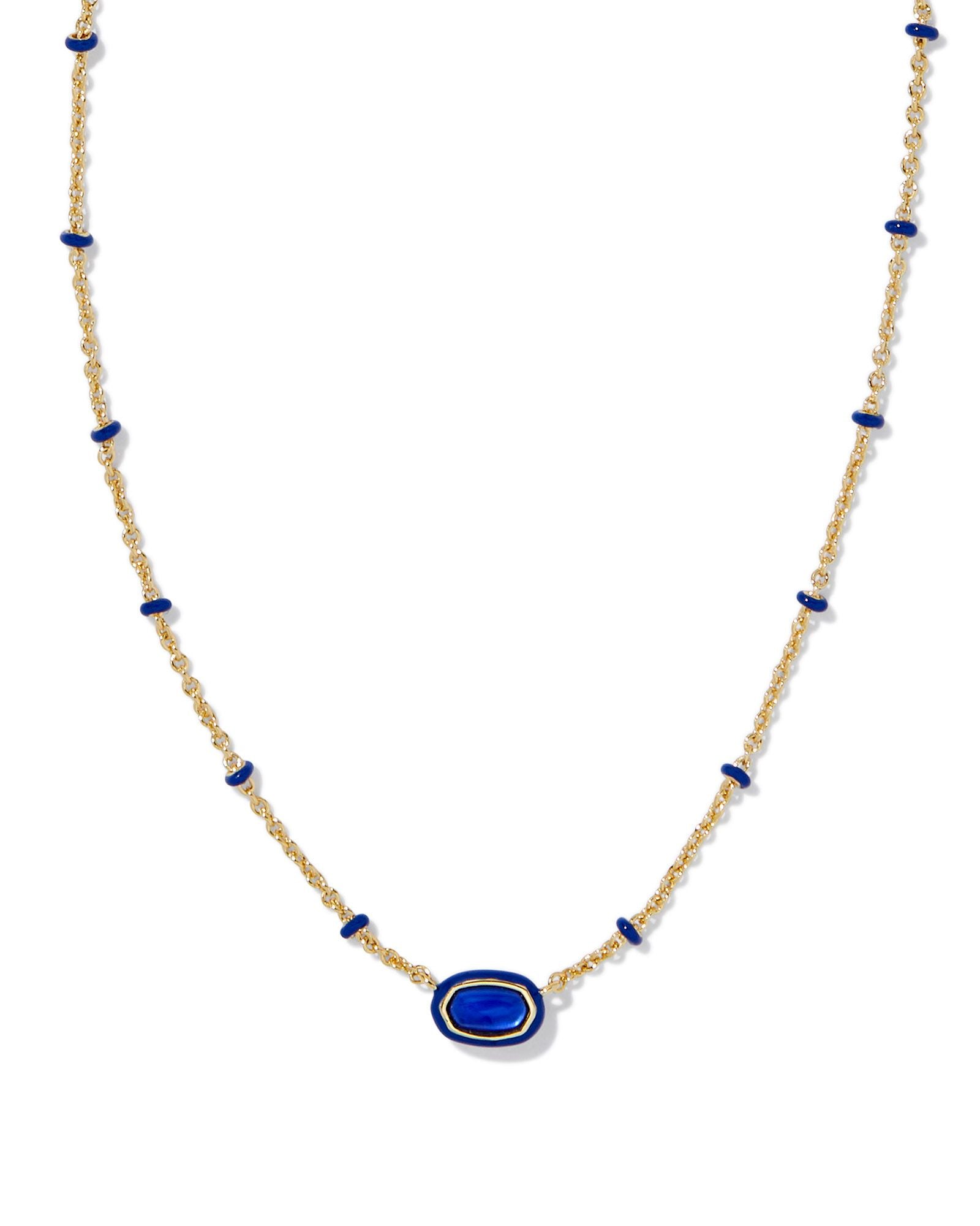 Kendra Scott Mini Elisa Enamel Frame Short Pendant Necklace - Gold Cobalt Illusion