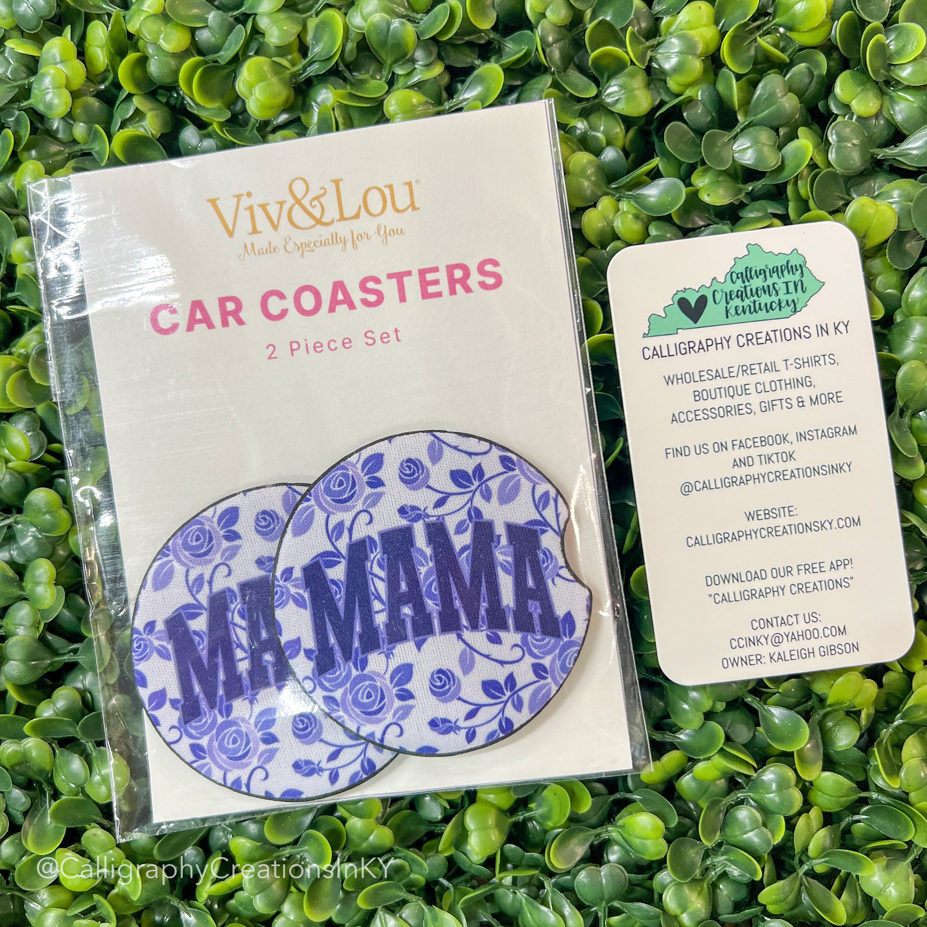 Blue Floral Mama Coaster Set