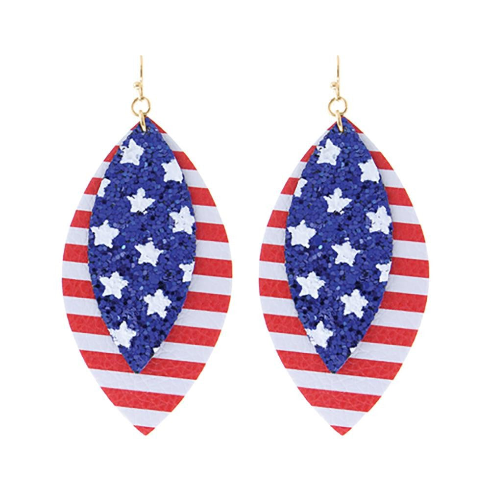 USA Glitter Teardrop Earrings