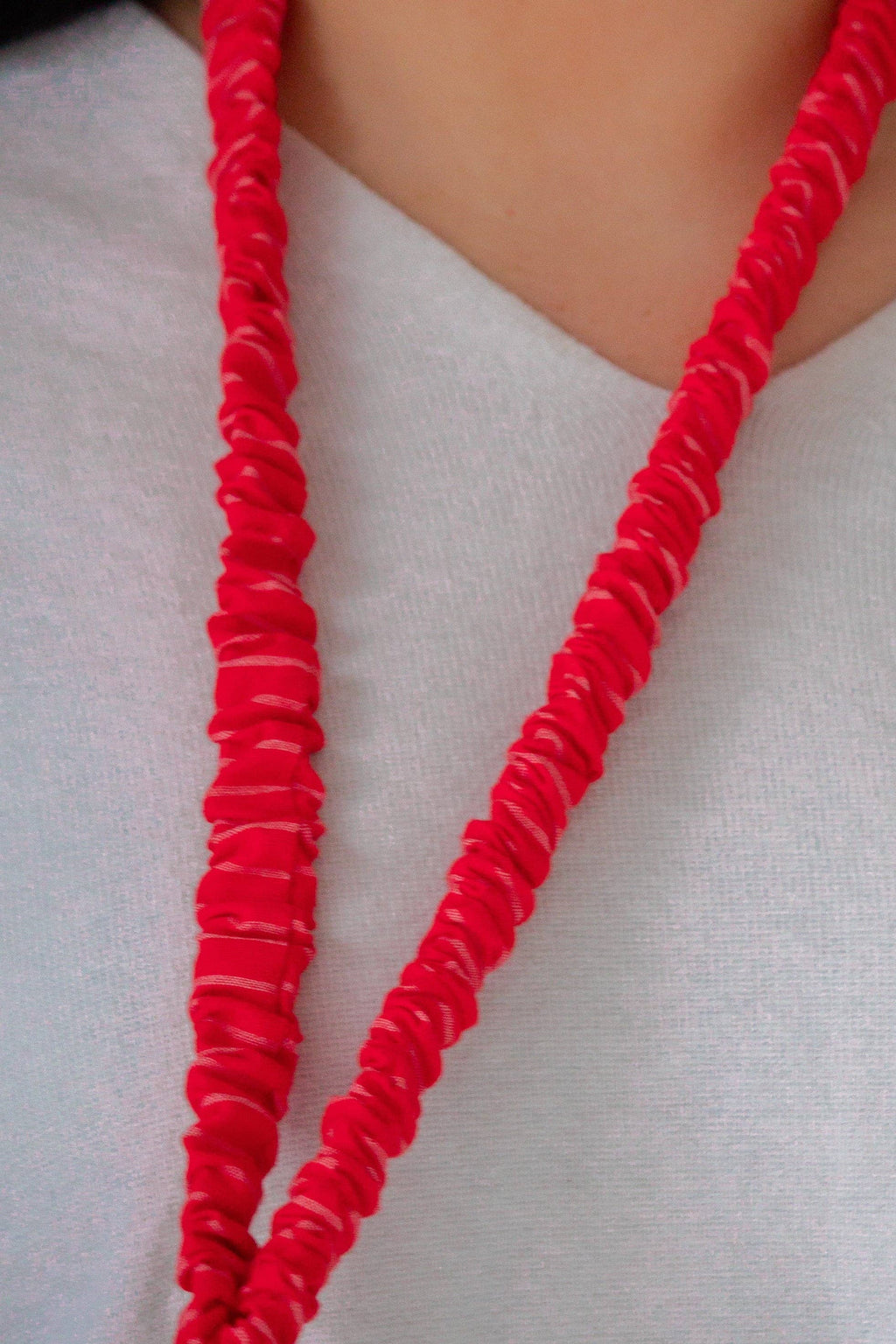 Red Striped Scrunchie Lanyard