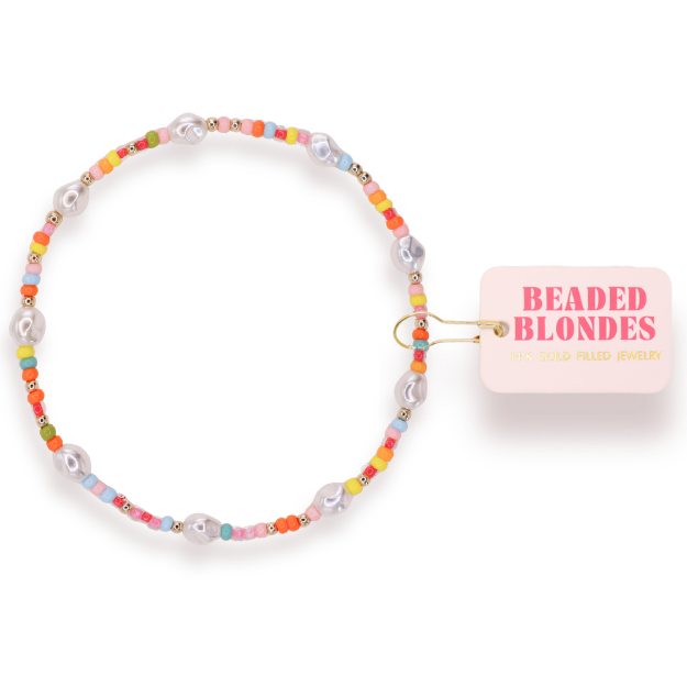 Snowcone Sprinkle Pearl Anklet: Standard 9 inch | Beaded Blondes