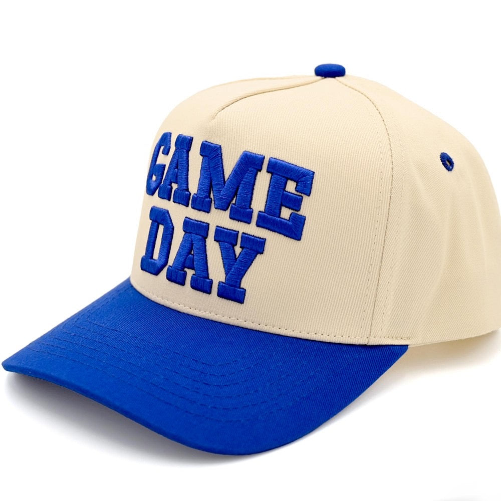 Blue | Two Tone Embroidered Game Day Trucker Hat
