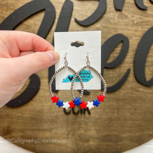 Silver Star Drop Earrings