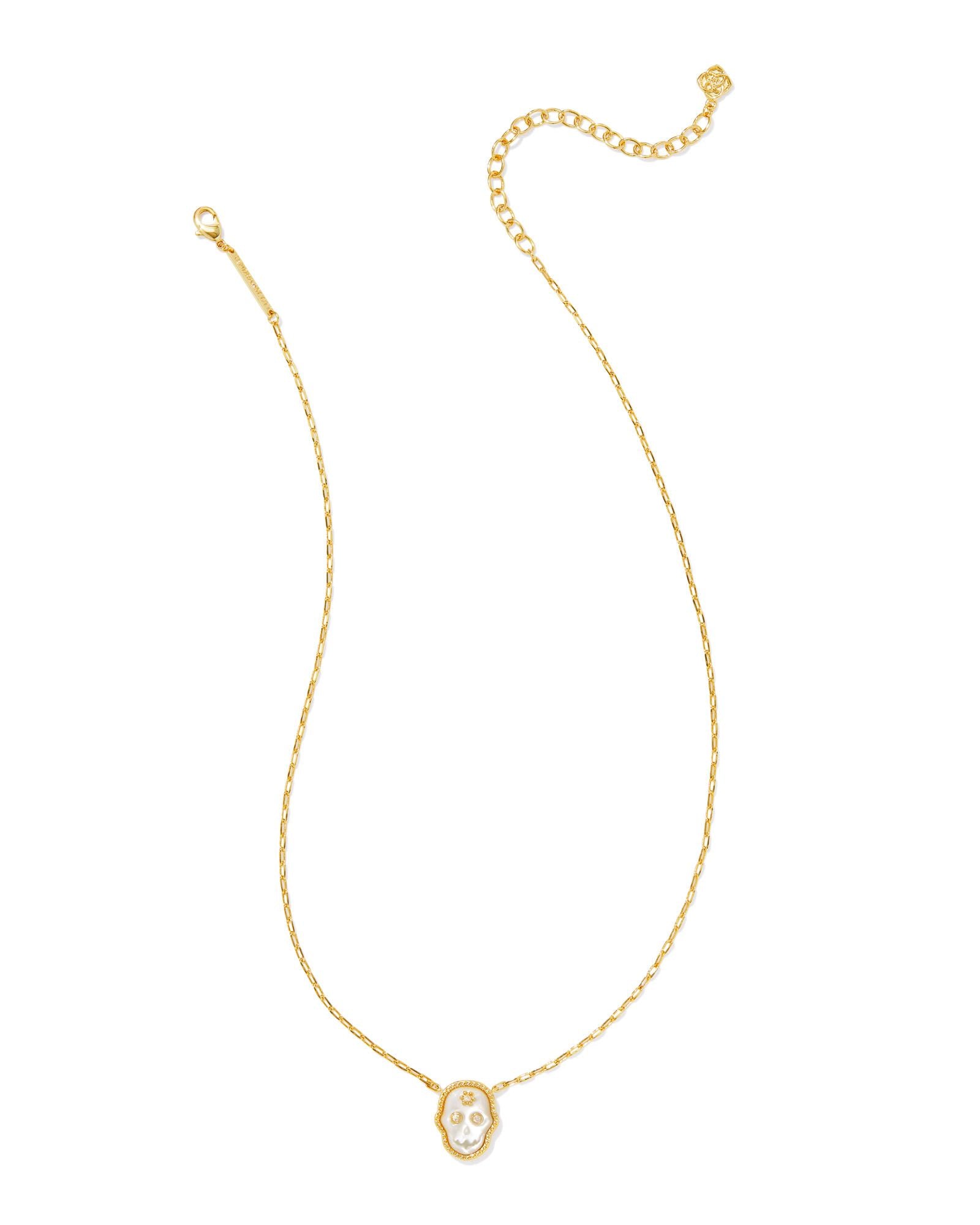 Kendra Scott Skeleton Short Pendant Necklace - Gold Ivory Mother Of Pearl