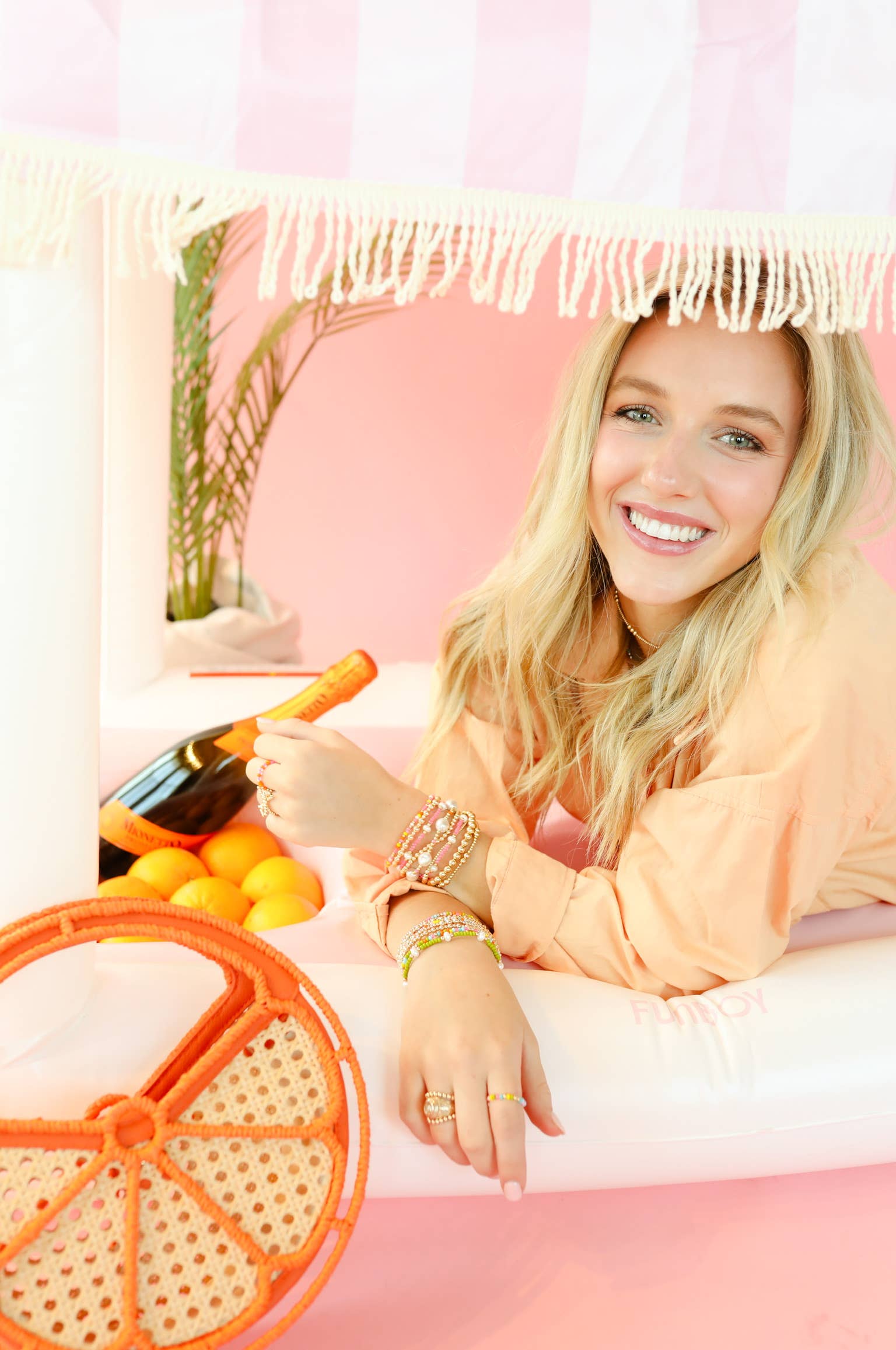 Hot Pink Pearl Bracelet: Standard 6.75 inch | Beaded Blondes