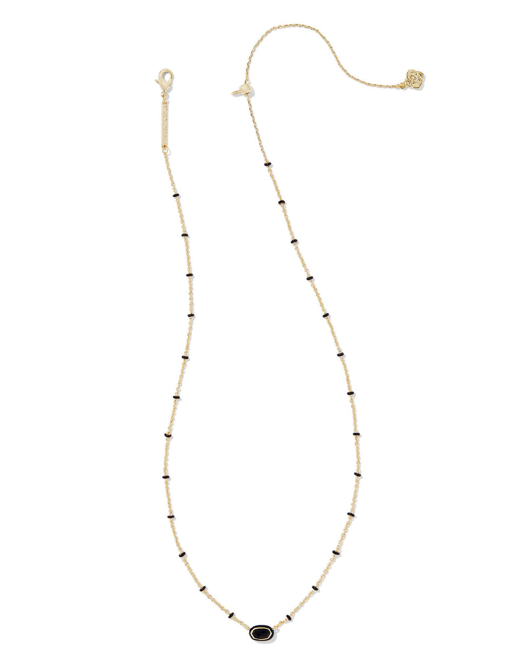 Kendra Scott Mini Elisa Enamel Frame Short Pendant Necklace - Gold Black Agate
