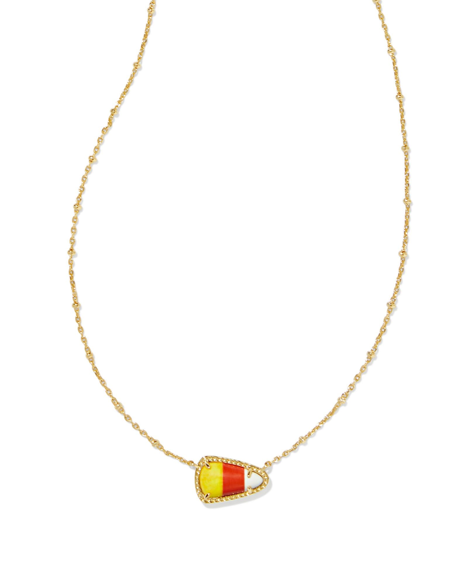 Kendra Scott Candy Corn Short Pendant Necklace - Gold Candy Corn Magnesite
