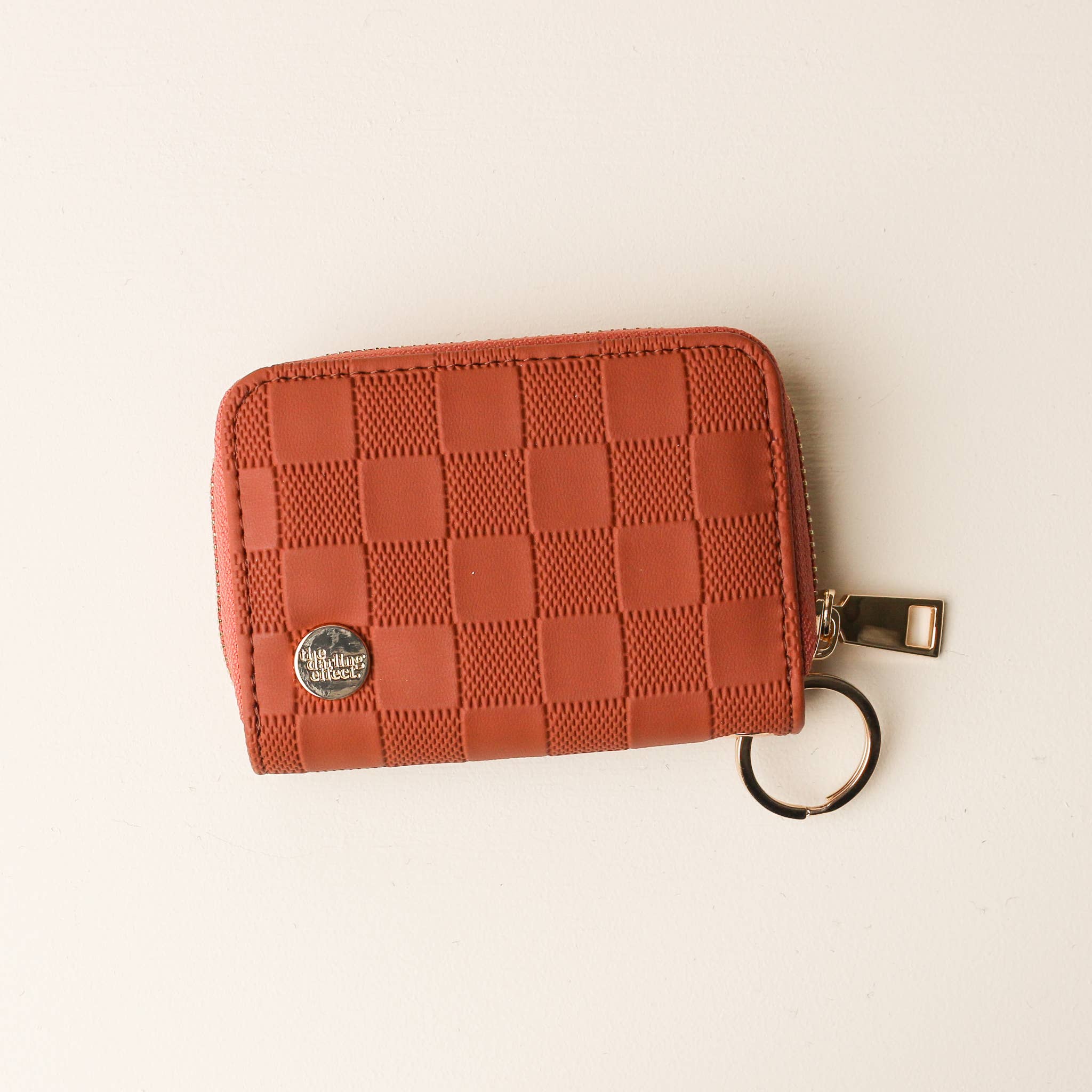 Cognac Check Zip Around Wallet – Calligraphy Creations In KY
