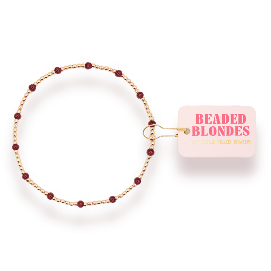 Maroon Dainty Poppi Bracelet: Gold / Standard 6.75 inch | Beaded Blondes