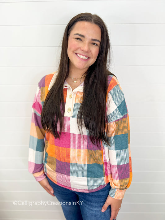 $5 SMALL Pretty In Plaid Top FINAL SALE