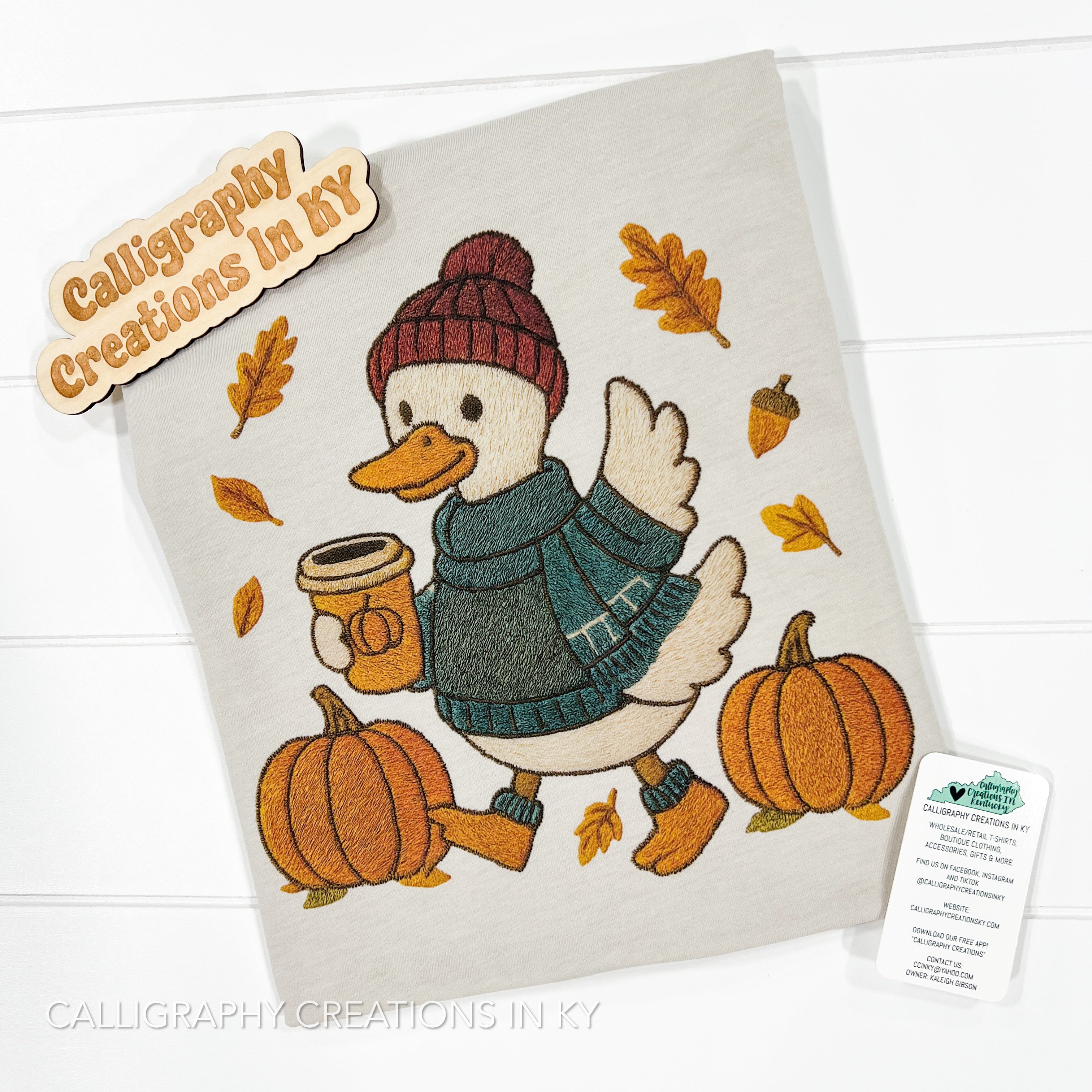 Faux Embroidered Fall Goose Tee