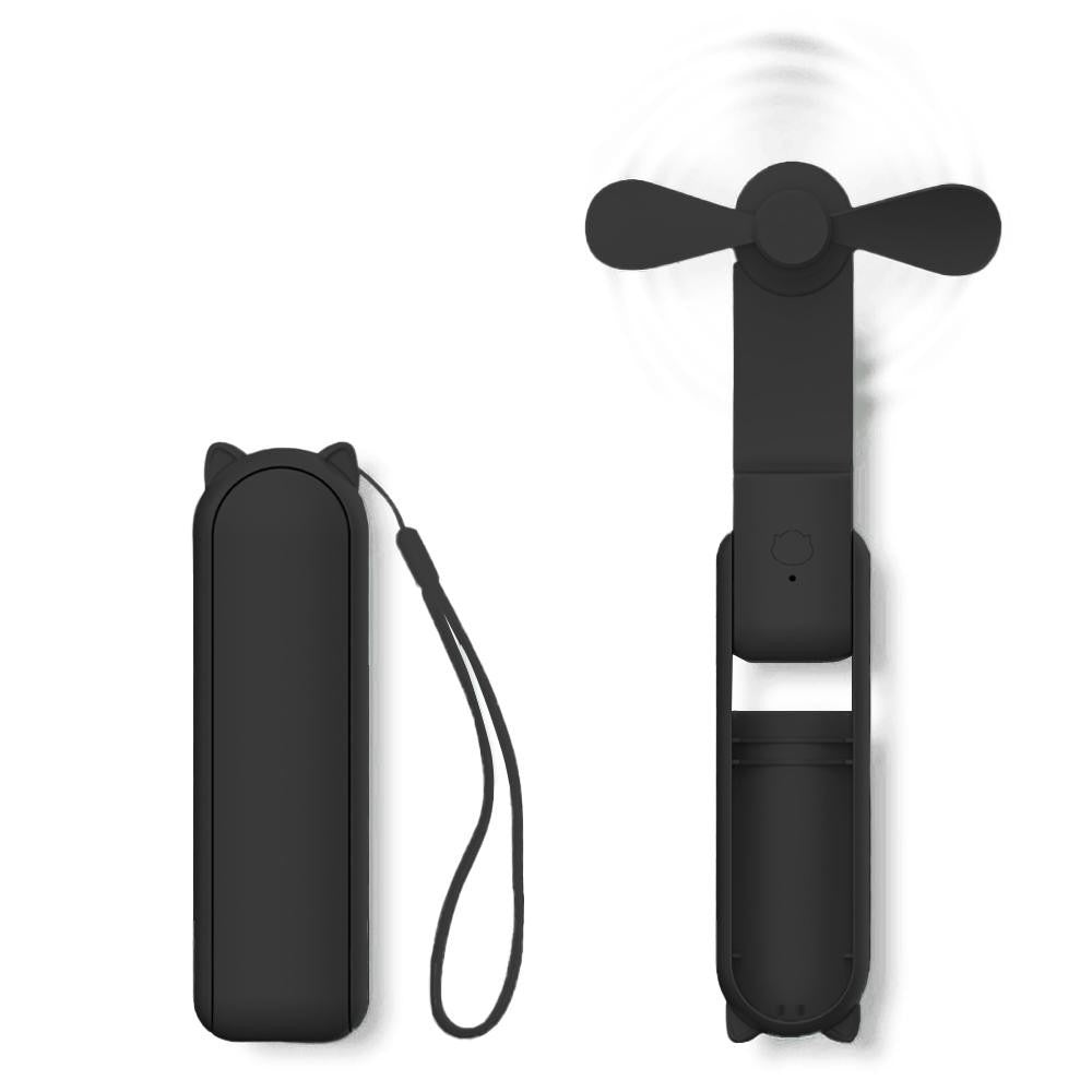 Black Multifunctional Folding Fan & Portable Charger