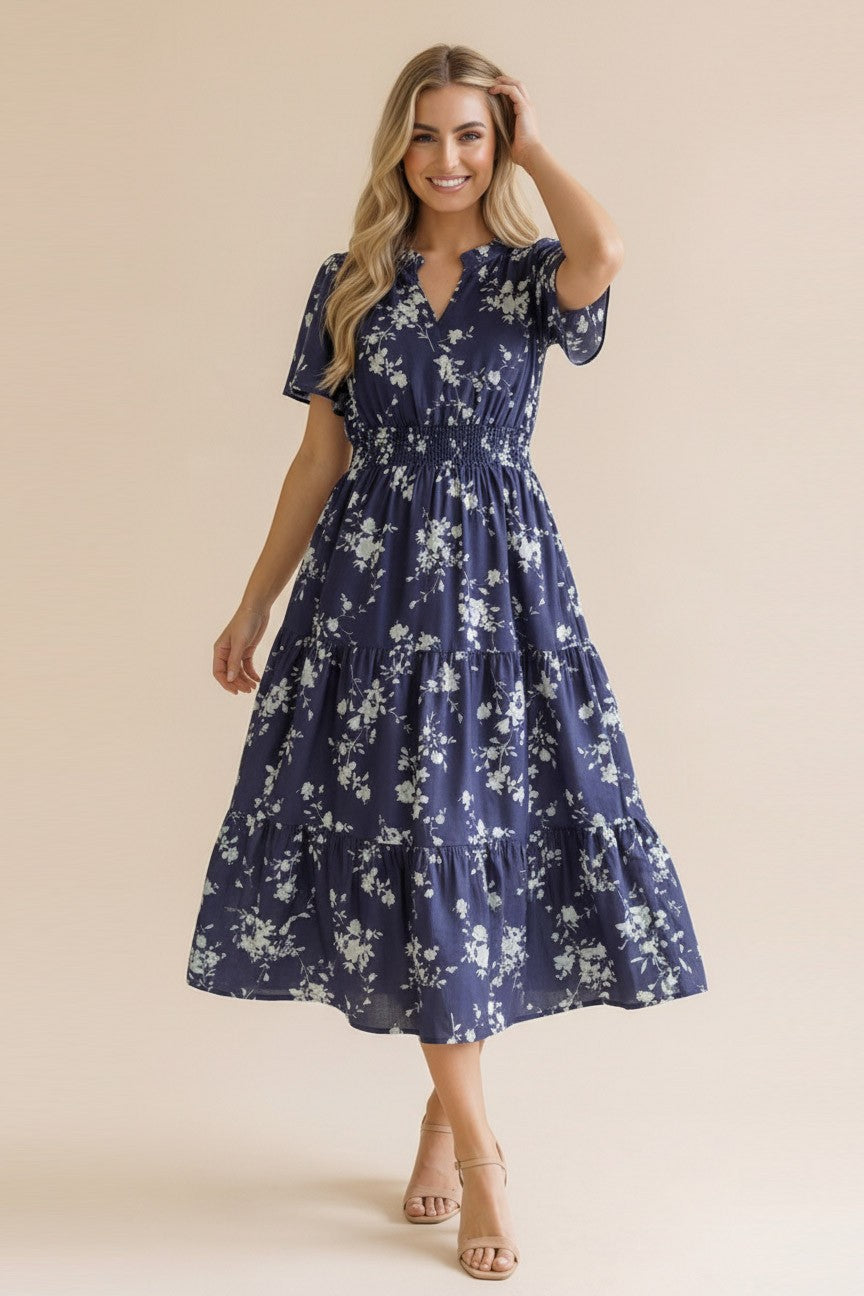 Navy Floral Dress