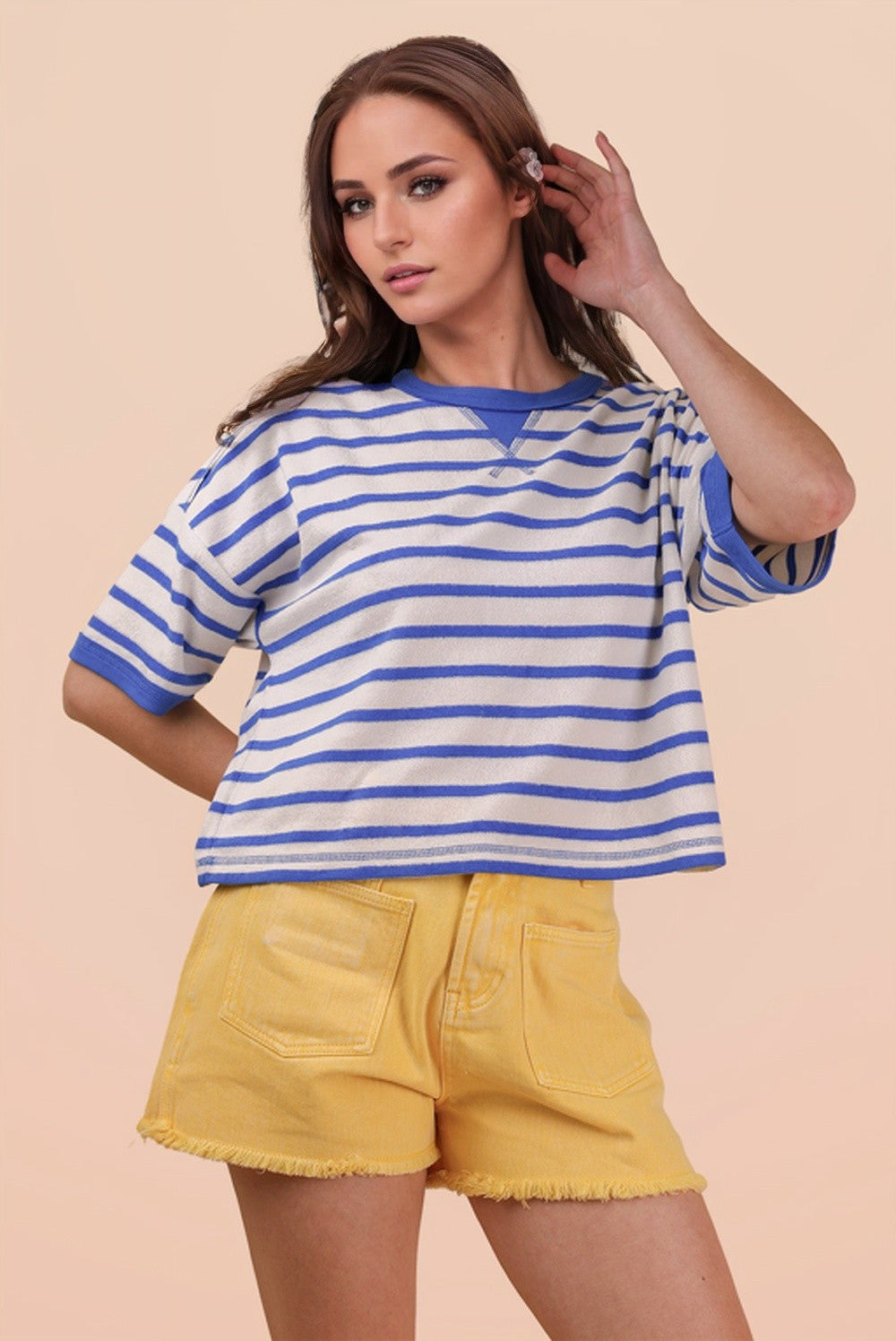 Blue Stripe Crop Top