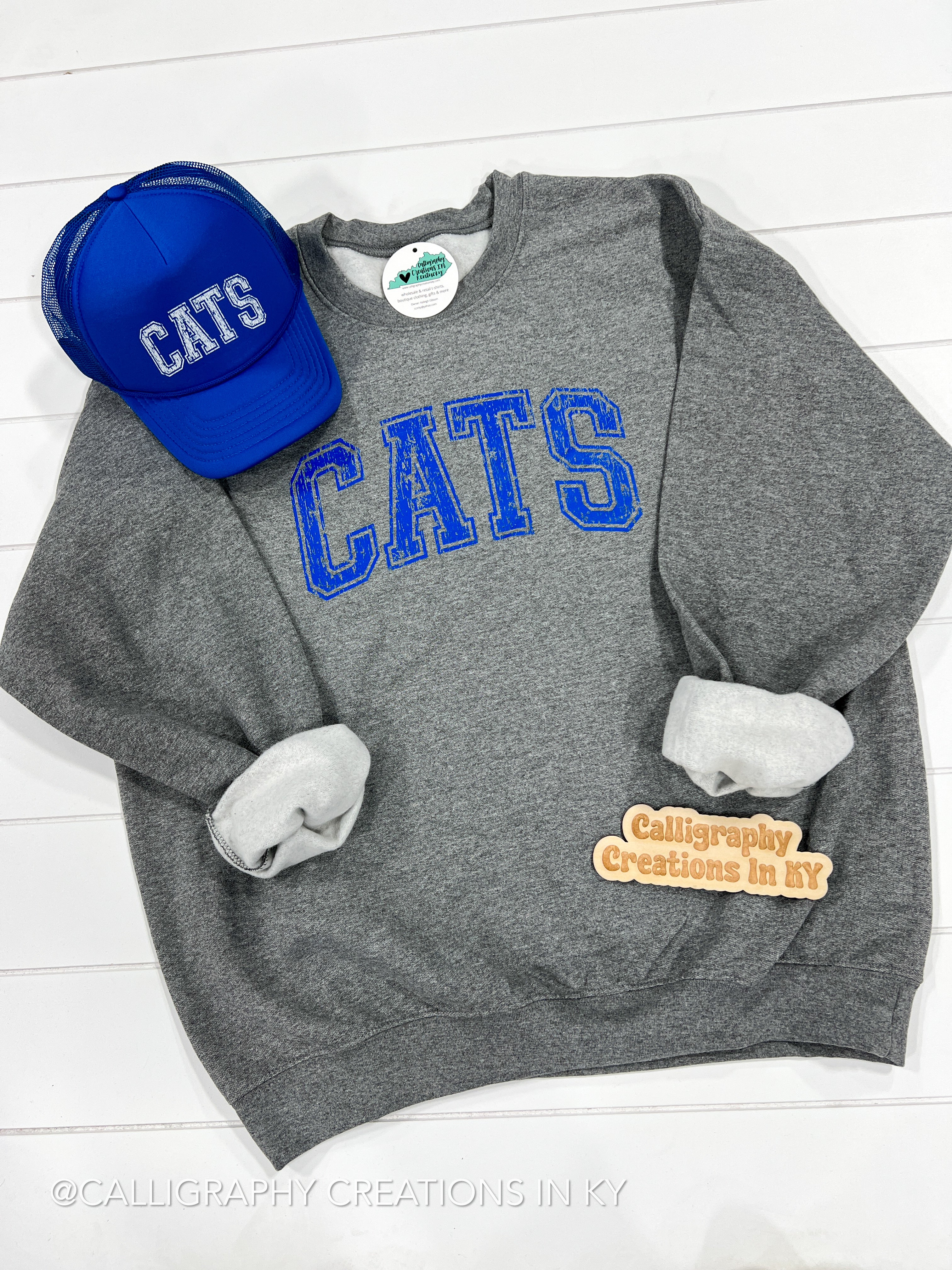 Gray Distressed Cats Sweatshirt