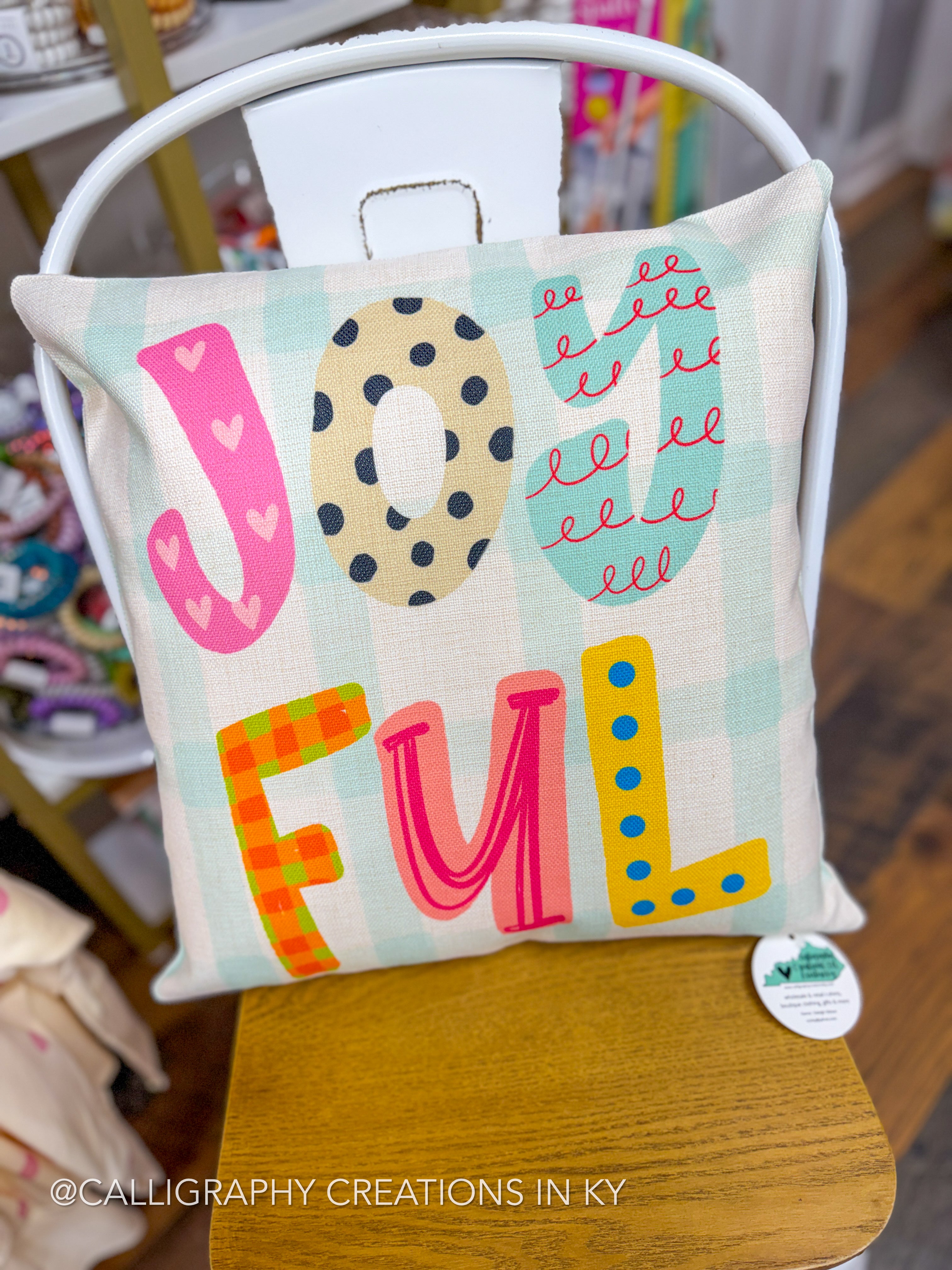Joyful Square Pillow • Doodles by Rebekah