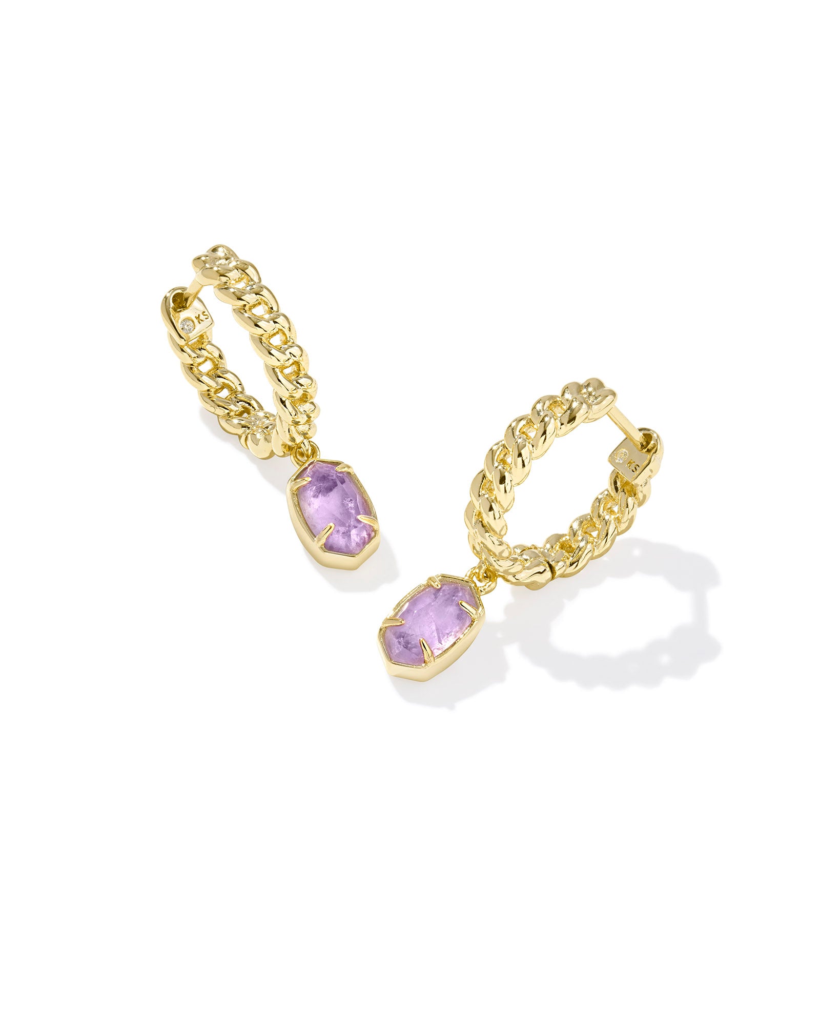 Kendra Scott Emilie Huggie Earrings - Gold Amethyst