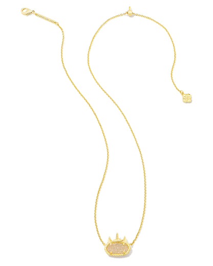 Kendra Scott Elisa Unicorn Short Pendant Necklace - Gold Iridescent Drusy