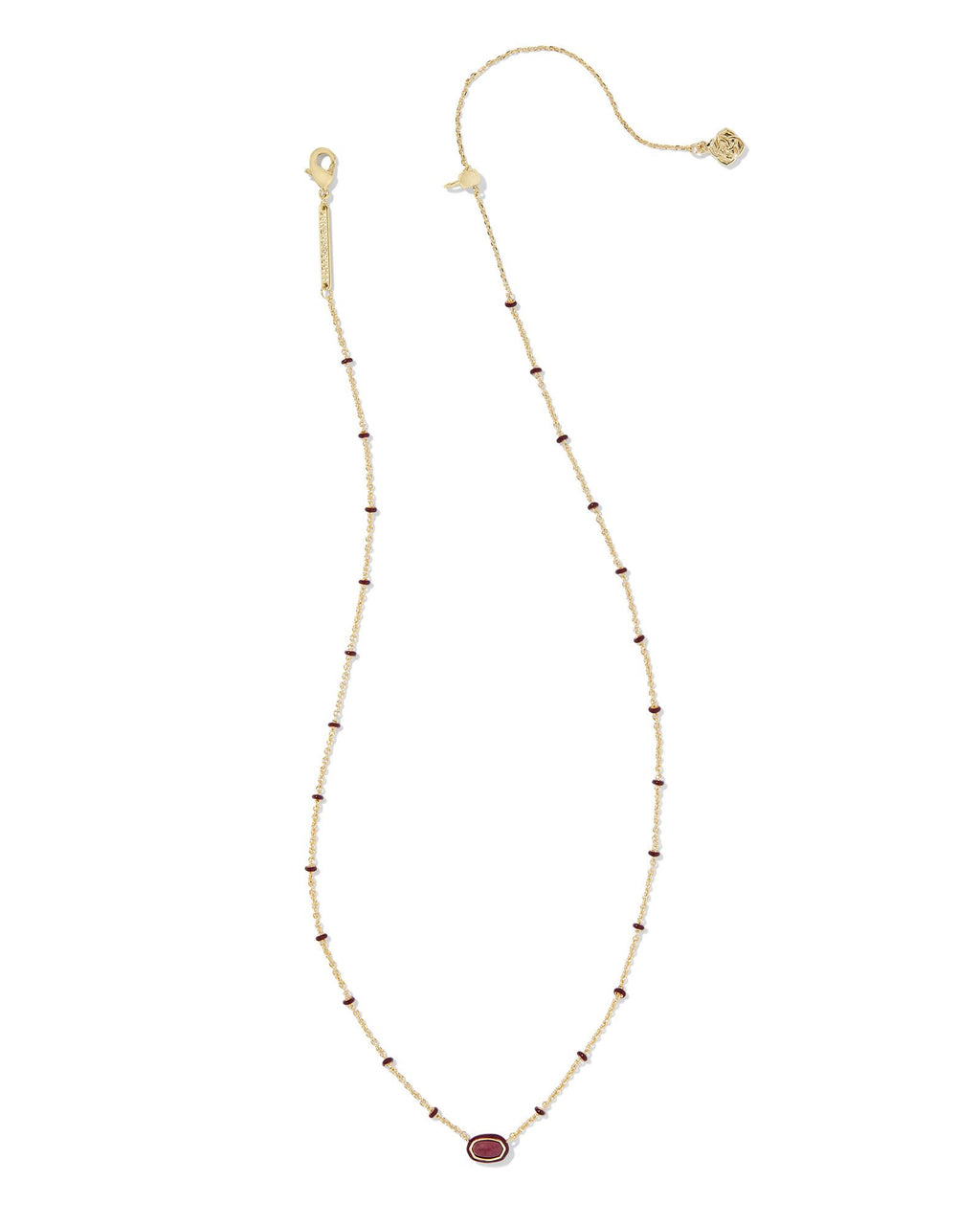 Kendra Scott Mini Elisa Enamel Frame Short Pendant Necklace - Gold Maroon Magnesite