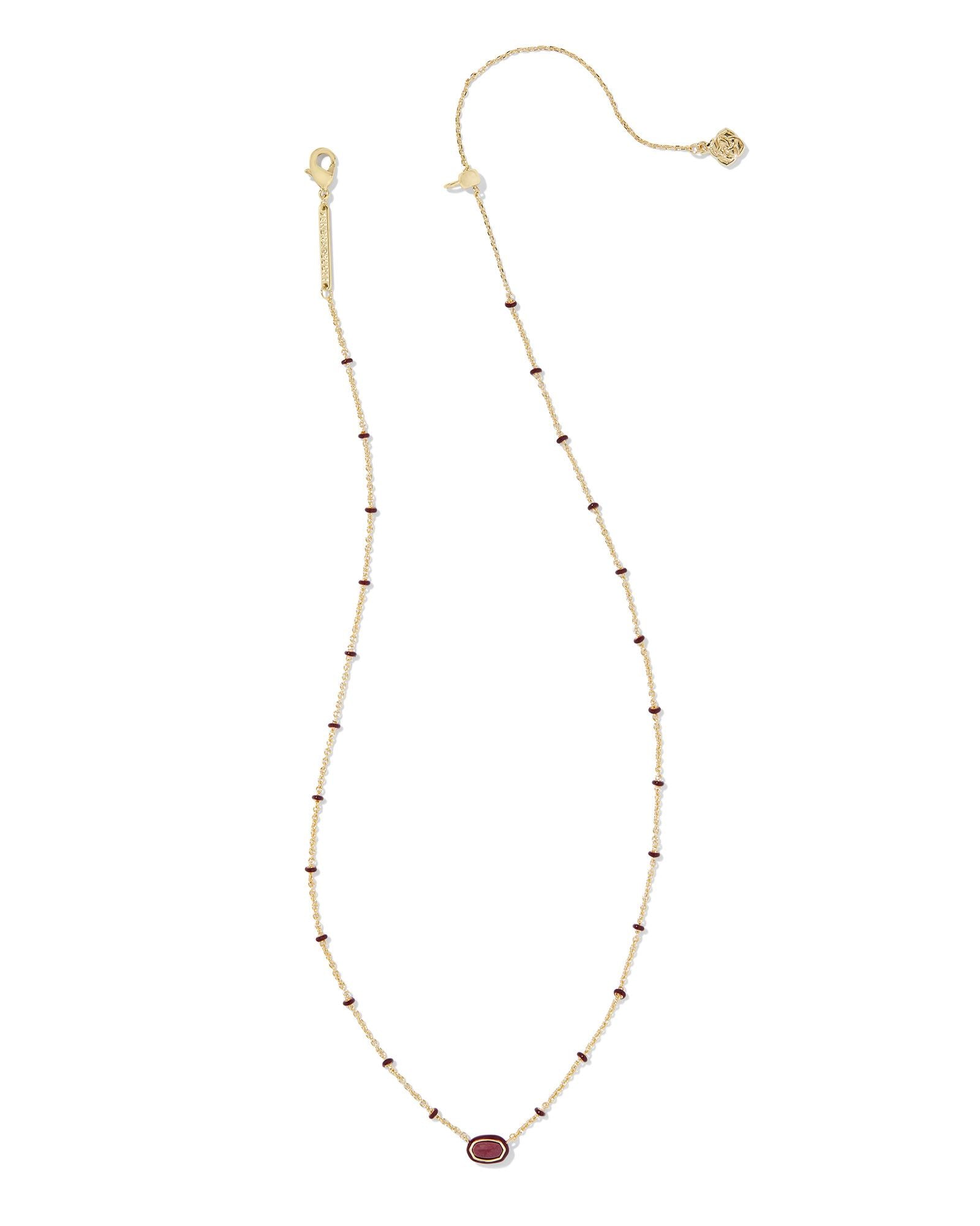 Kendra Scott Mini Elisa Enamel Frame Short Pendant Necklace - Gold Maroon Magnesite