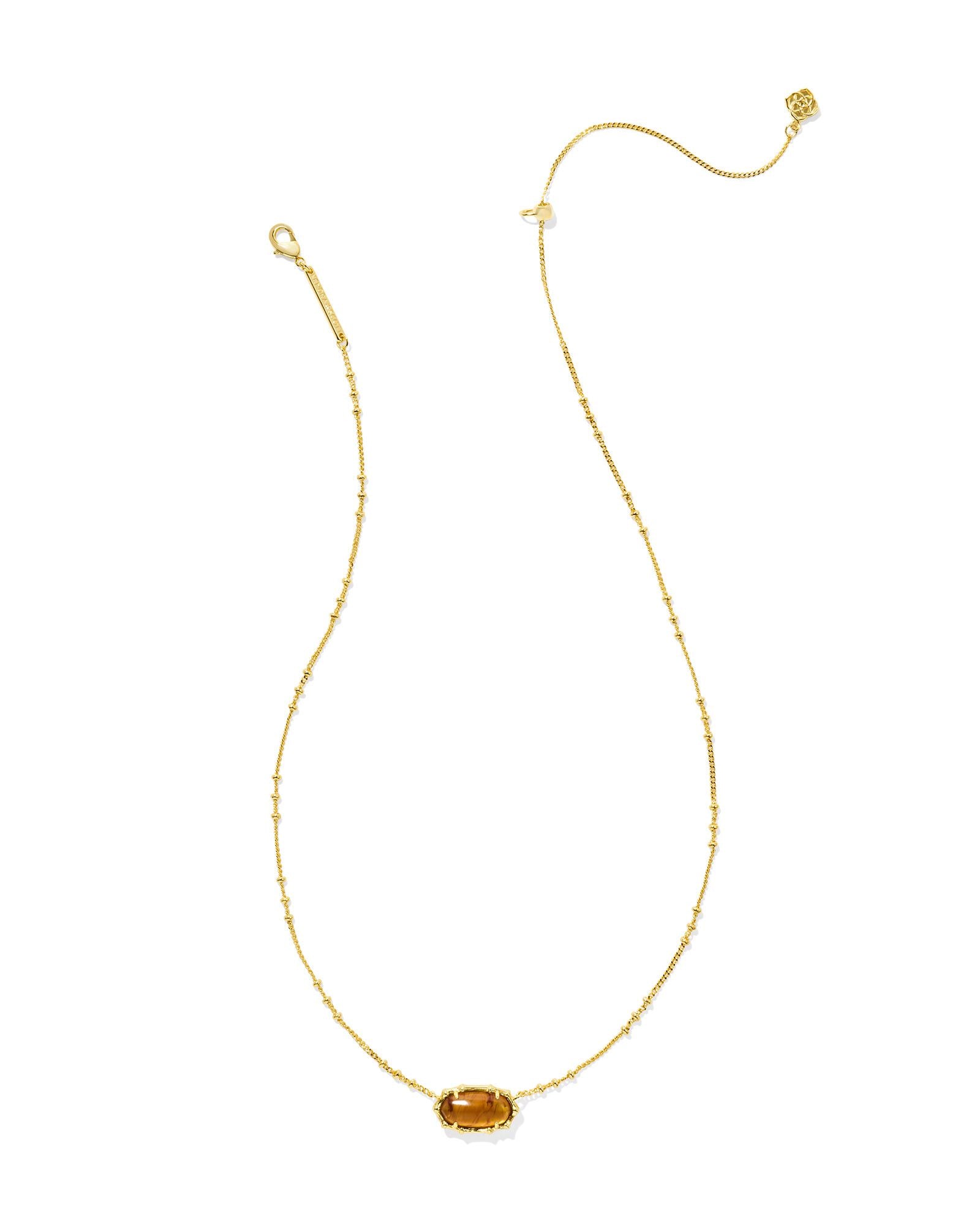 Kendra Scott Elisa Bamboo Frame Short Pendant Necklace - Gold Marbled Amber Illusion