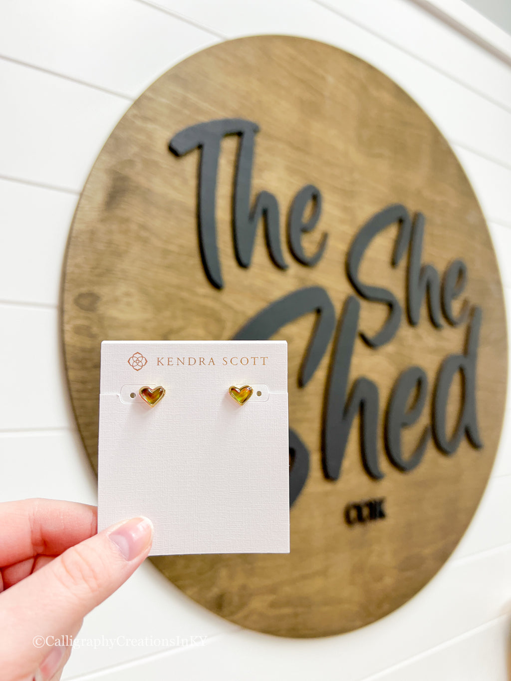 Kendra Scott Framed Ari Heart Stud Earrings - Gold Moodstone