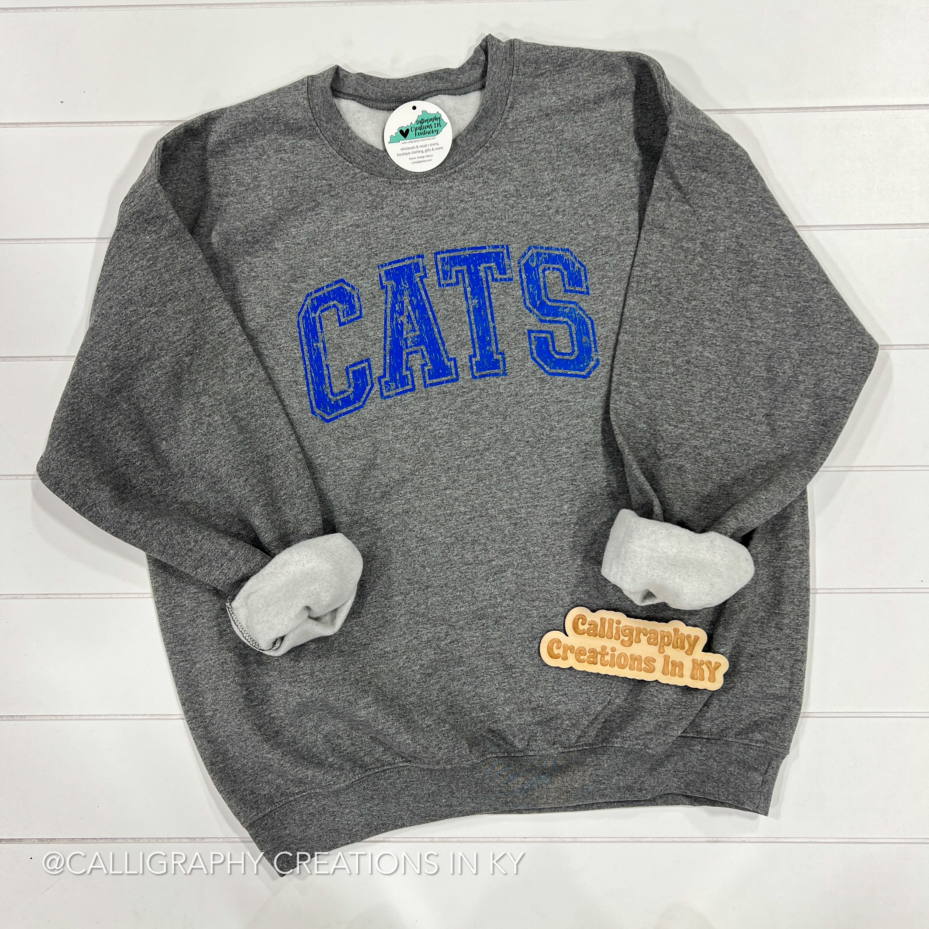 Gray Distressed Cats Sweatshirt