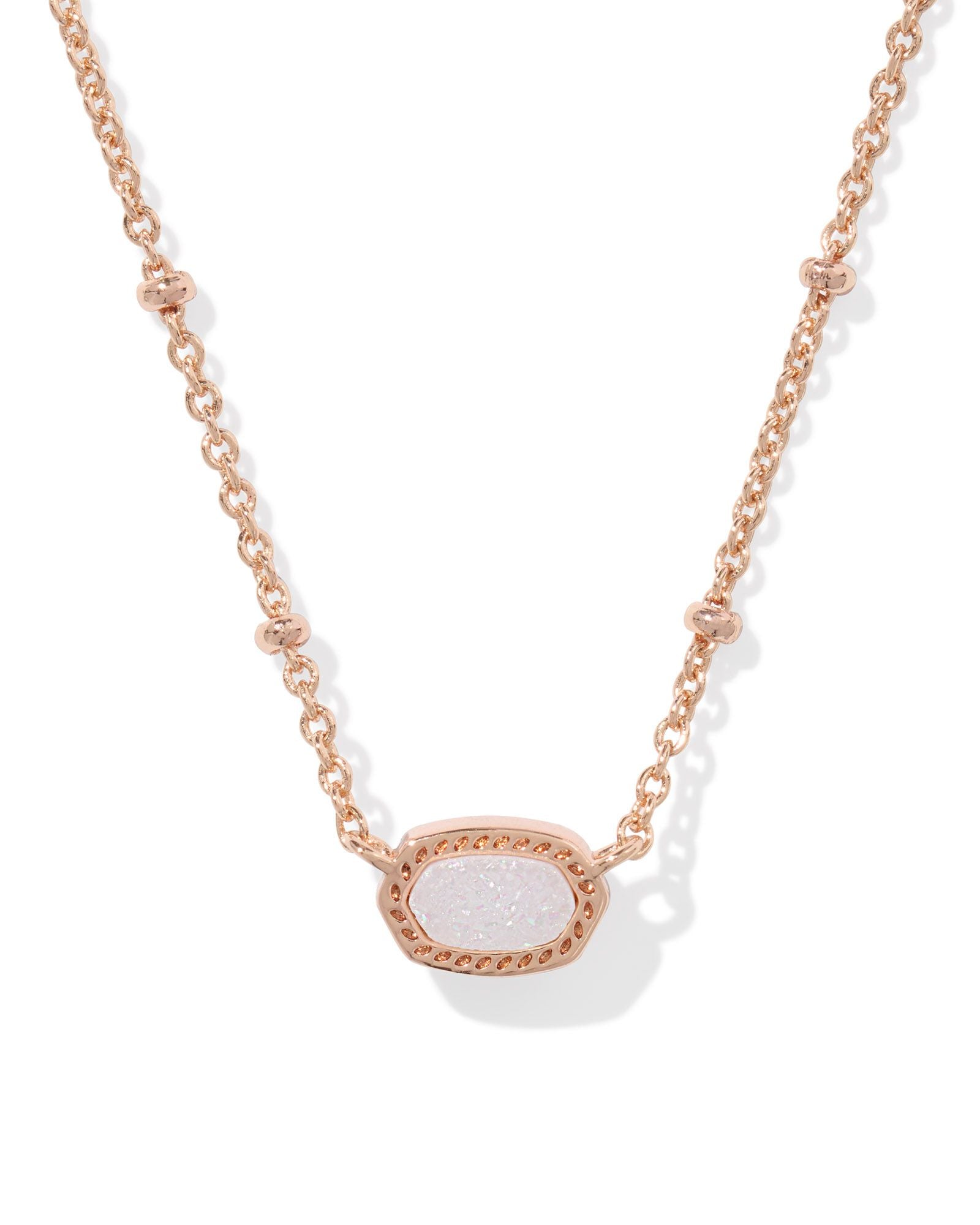 Kendra Scott Mini Elisa Satellite Short Pendant Necklace - Rose Gold Iridescent Drusy