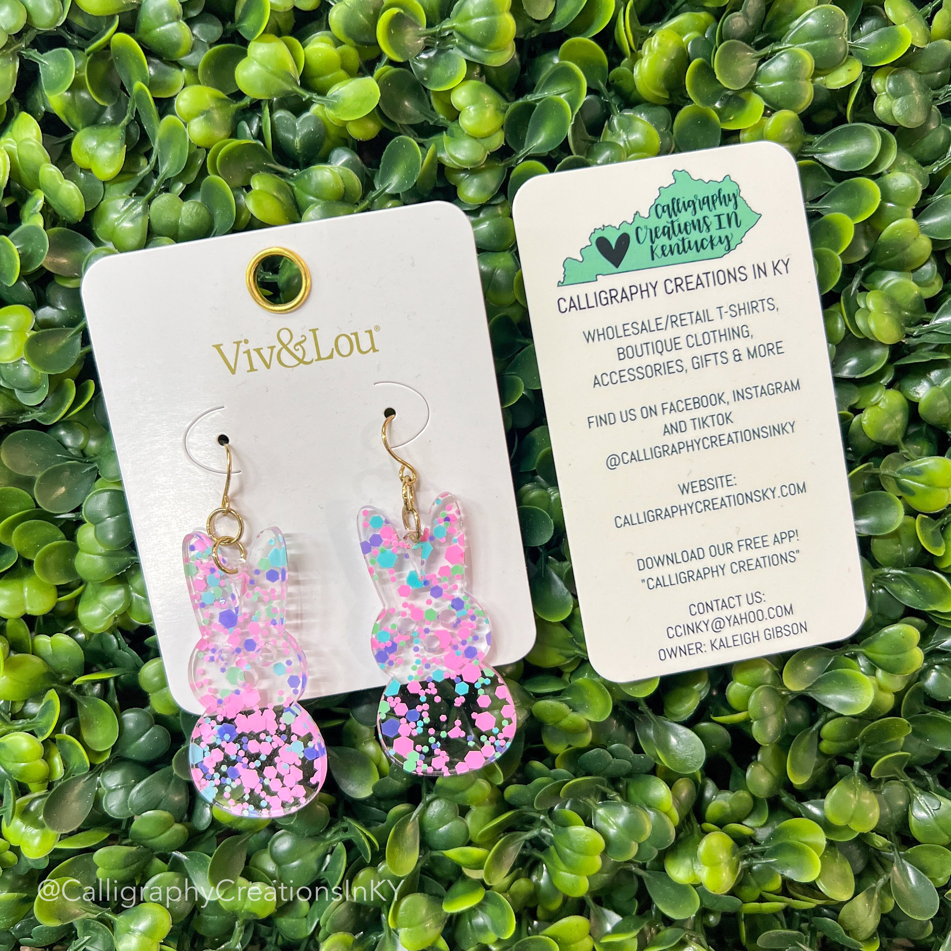 Pink Confetti Bunny Earrings