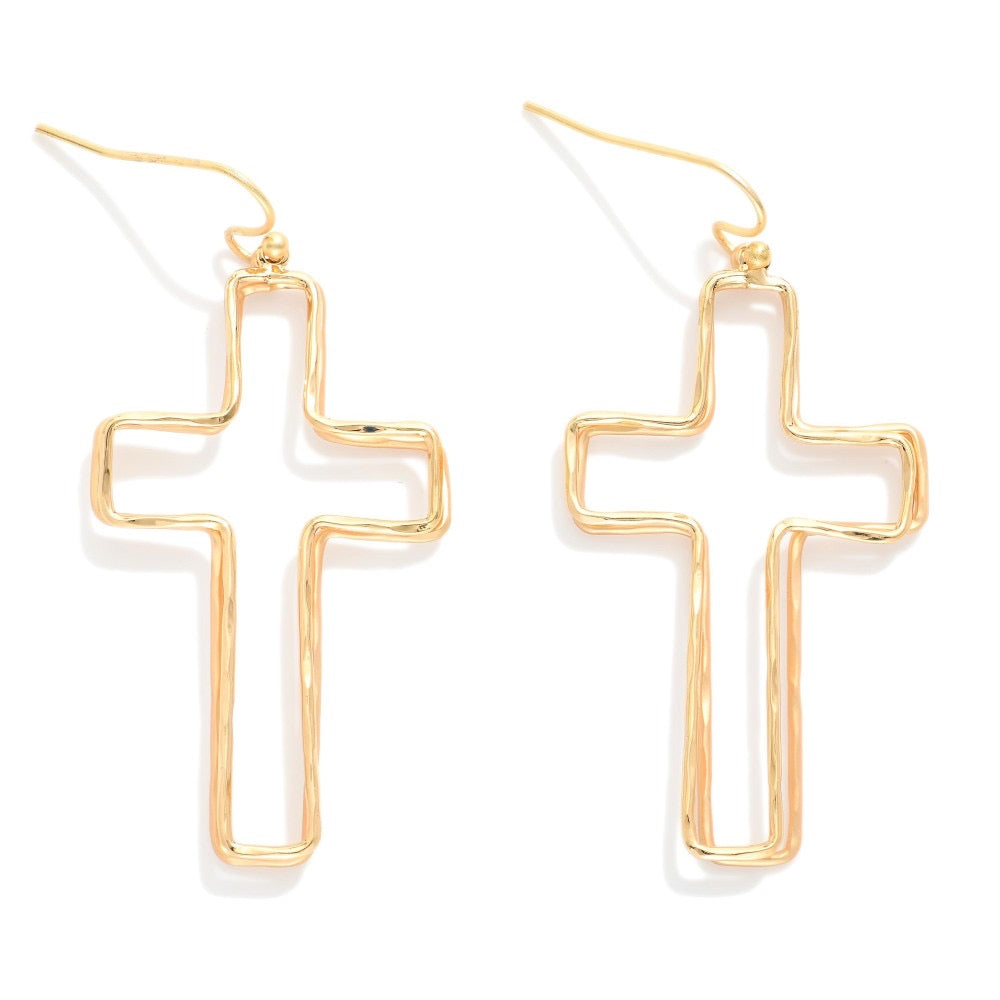 Gold Layered Cross Earrings