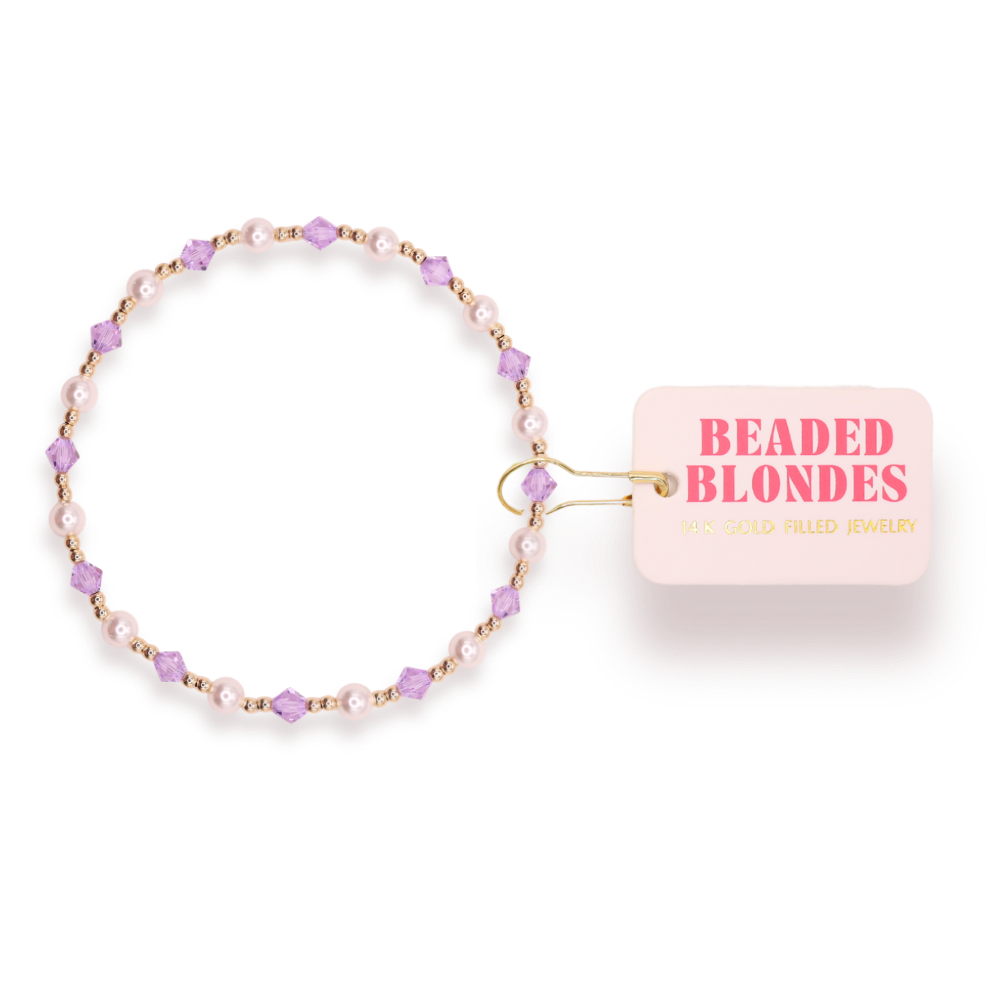 Light Purple Pearl June Bracelet: Standard 6.75 Inch | Beaded Blondes