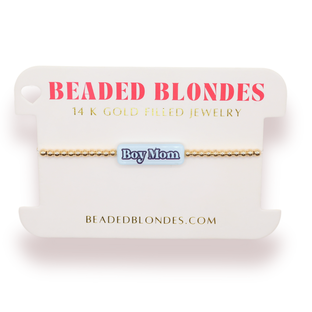 Boy Mom Bracelet: Gold / Standard 6.75 inch | Beaded Blondes