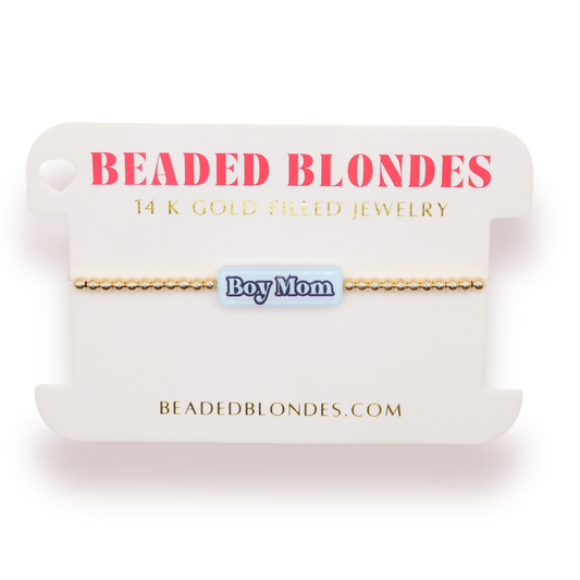 Boy Mom Bracelet: Gold / Standard 6.75 inch | Beaded Blondes