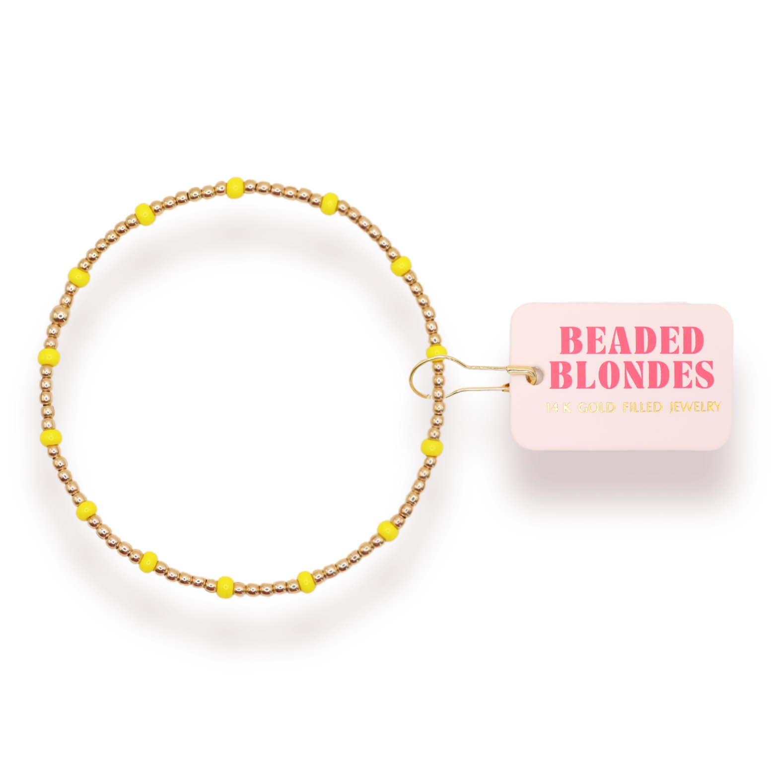 Bright Yellow Dainty Poppi Bracelet: Gold / Standard 6.75 inch | Beaded Blondes