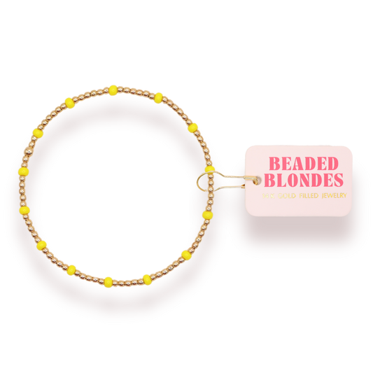 Bright Yellow Dainty Poppi Bracelet: Gold / Standard 6.75 inch | Beaded Blondes