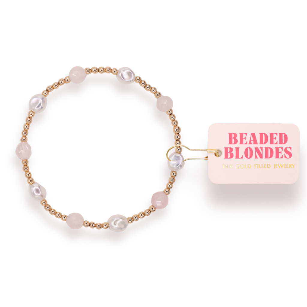 Light Pink Maggie Gemstone Bracelet: Standard 6.75 inch | Beaded Blondes