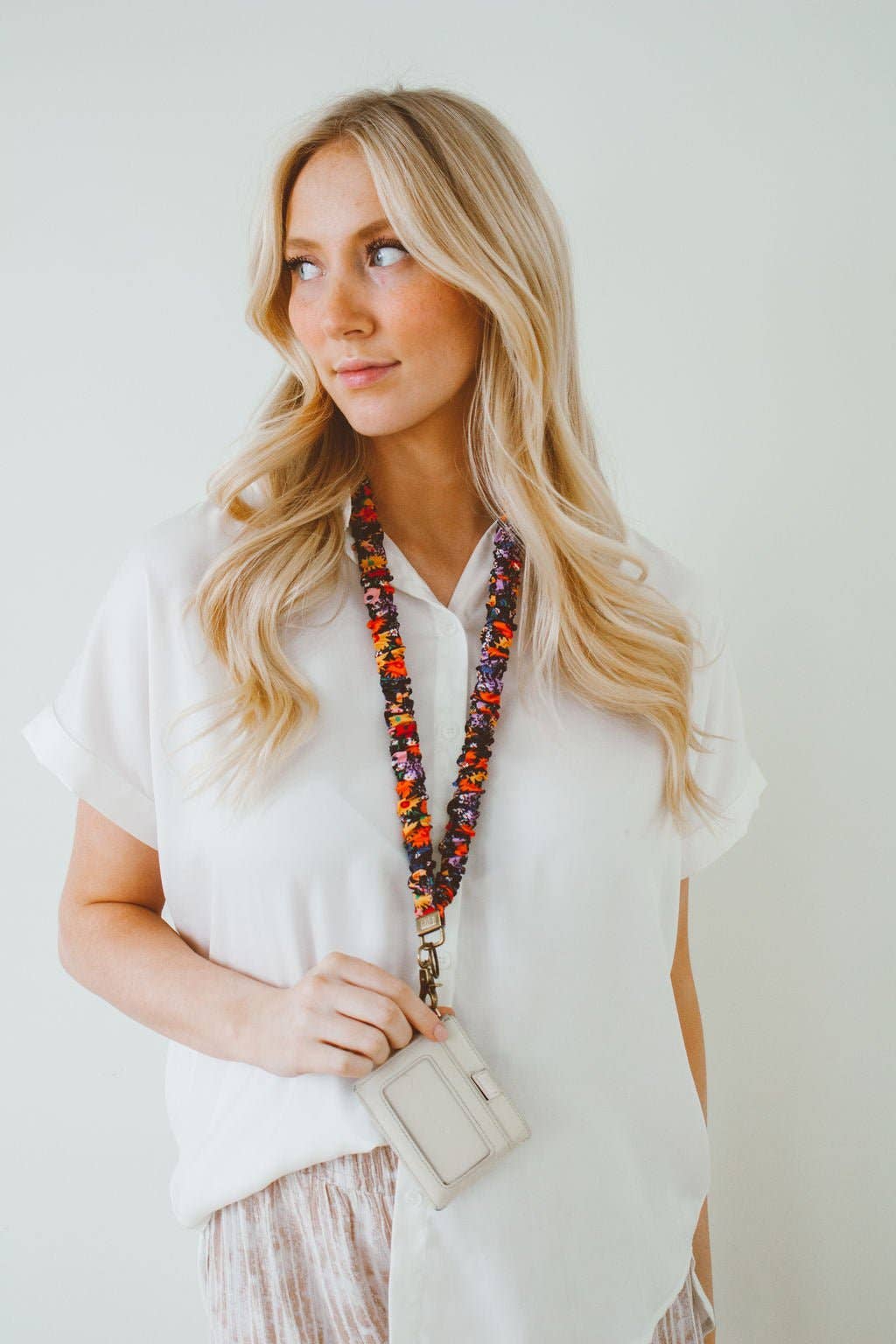 Groovy Bright Floral Scrunchie Lanyard