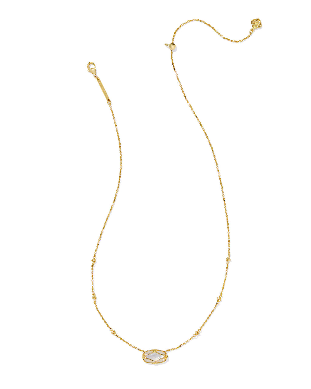 Kendra Scott Elisa Lattice Frame Short Pendant Necklace - Gold Ivory Mother Of Pearl