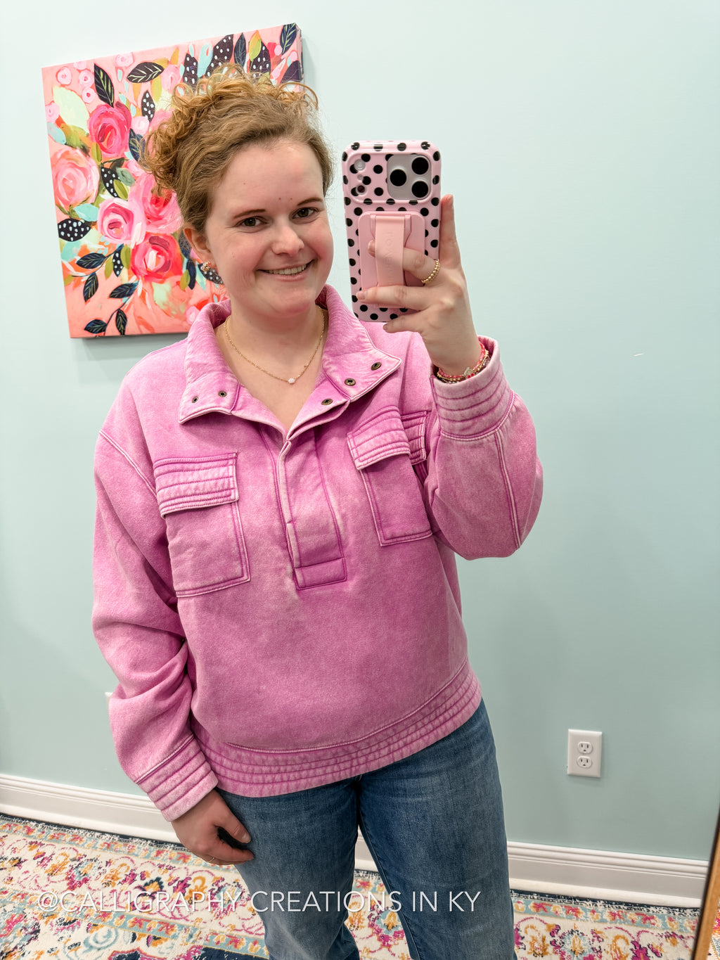Mauve | Button Front Sweatshirt