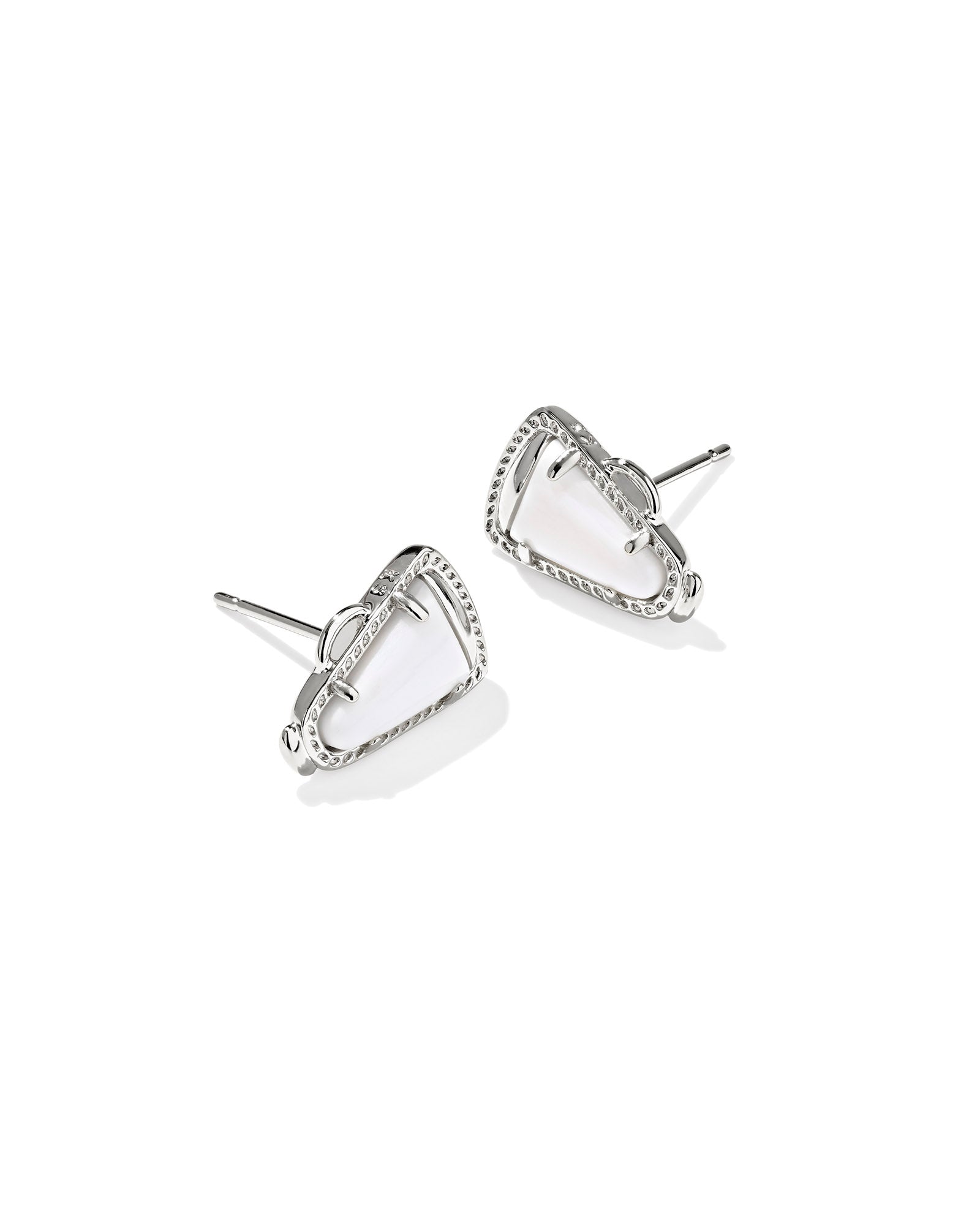 Kendra Scott Cheer Stud Earrings - Silver White Mother Of Pearl