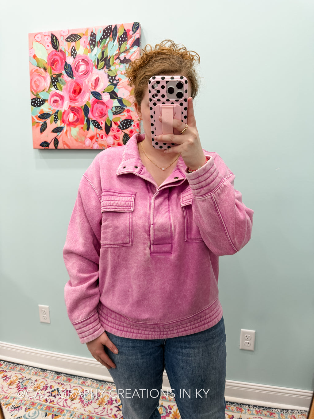 Mauve | Button Front Sweatshirt