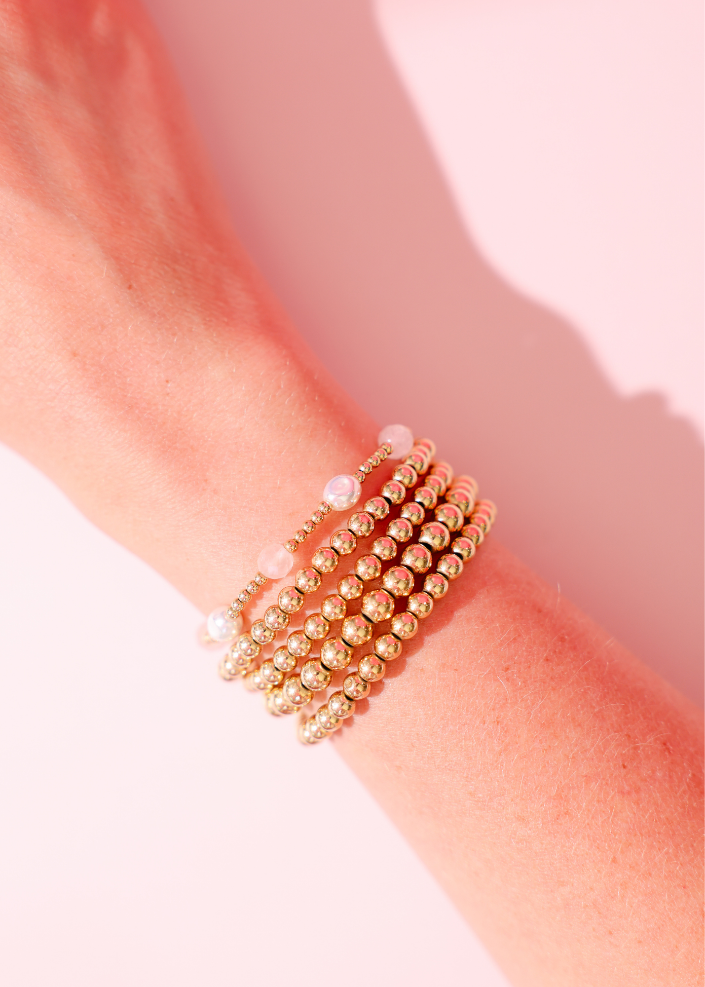 Light Pink Maggie Gemstone Bracelet: Standard 6.75 inch | Beaded Blondes