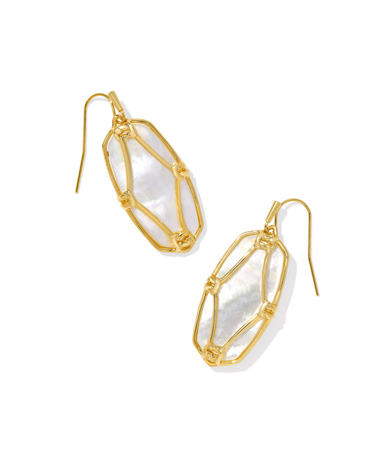 Kendra Scott Elisa Lattice Frame Drop Earrings - Gold Ivory Mother Of Pearl
