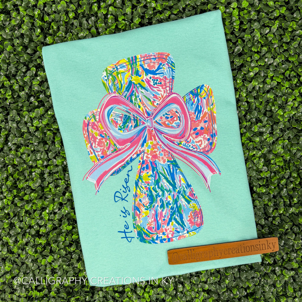 He Is Risen Cross Tee