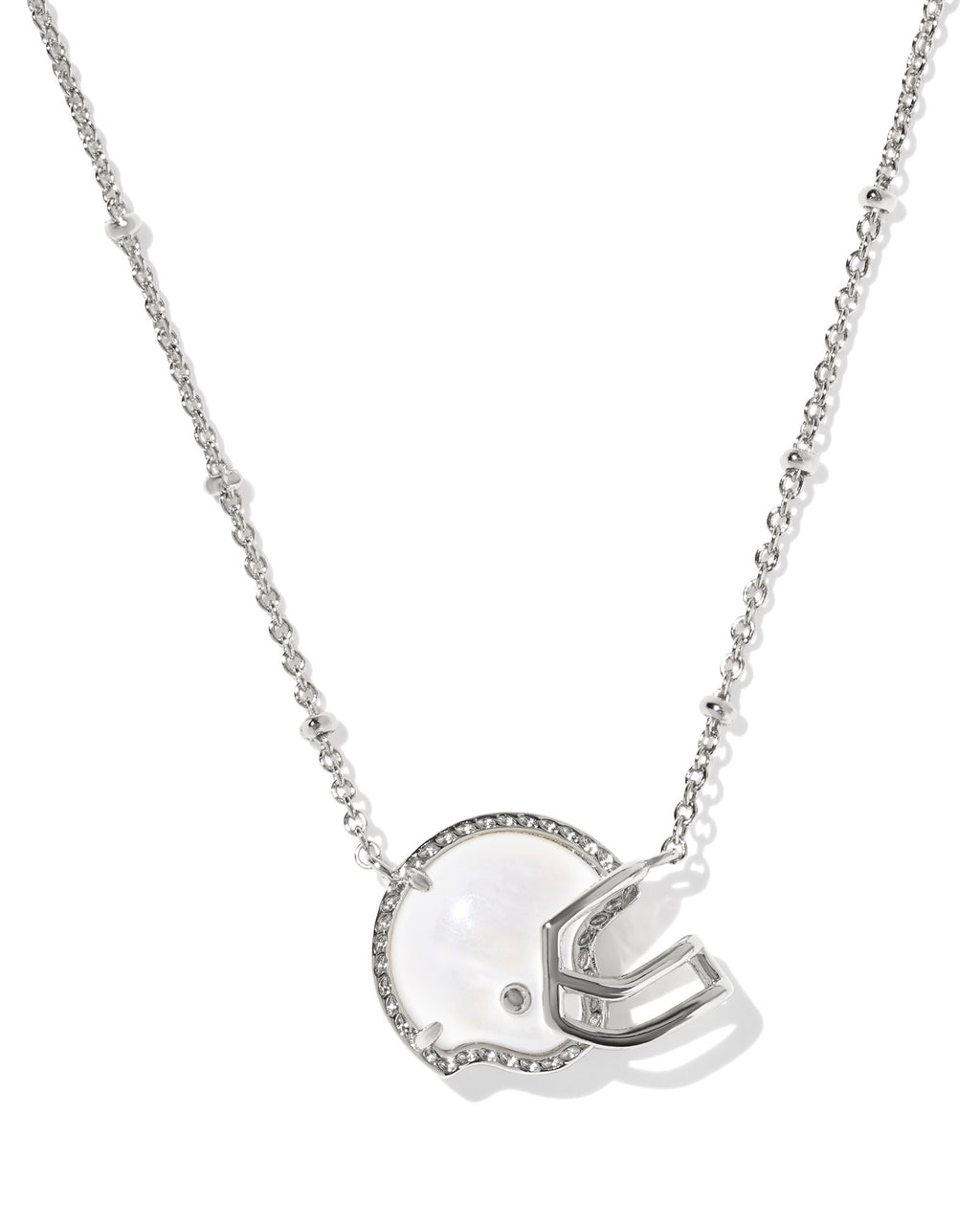 Kendra Scott Football Helmet Short Pendant Necklace - Silver Ivory Mother Of Pearl