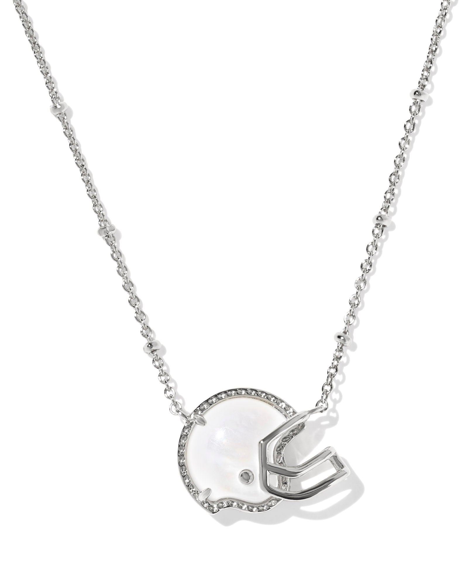 Kendra Scott Football Helmet Short Pendant Necklace - Silver Ivory Mother Of Pearl