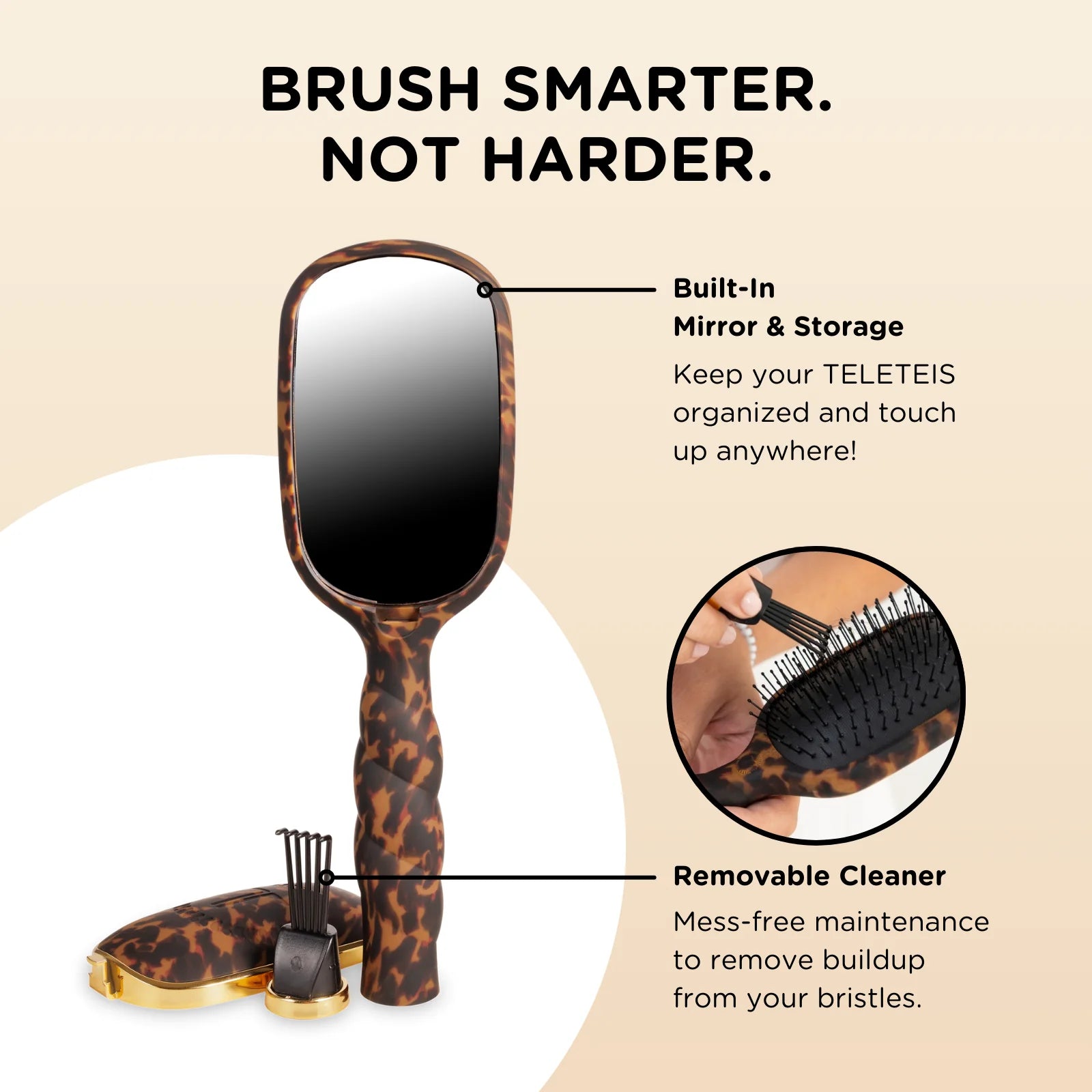 TELETIES Detangler Hair Brush for Fine Hair – Tortoise