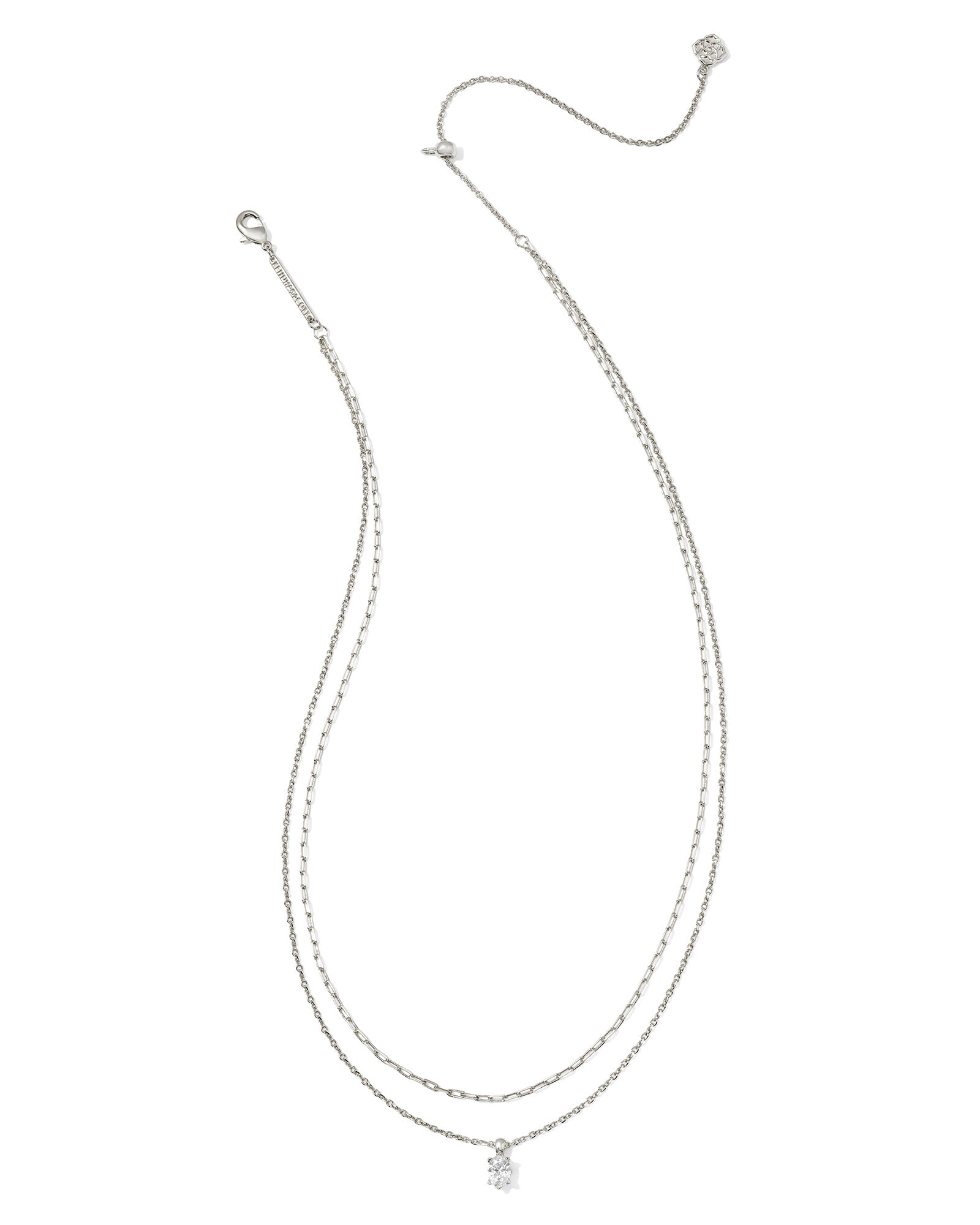 Kendra Scott Cailin Multi Strand Necklace - Silver White Crystal