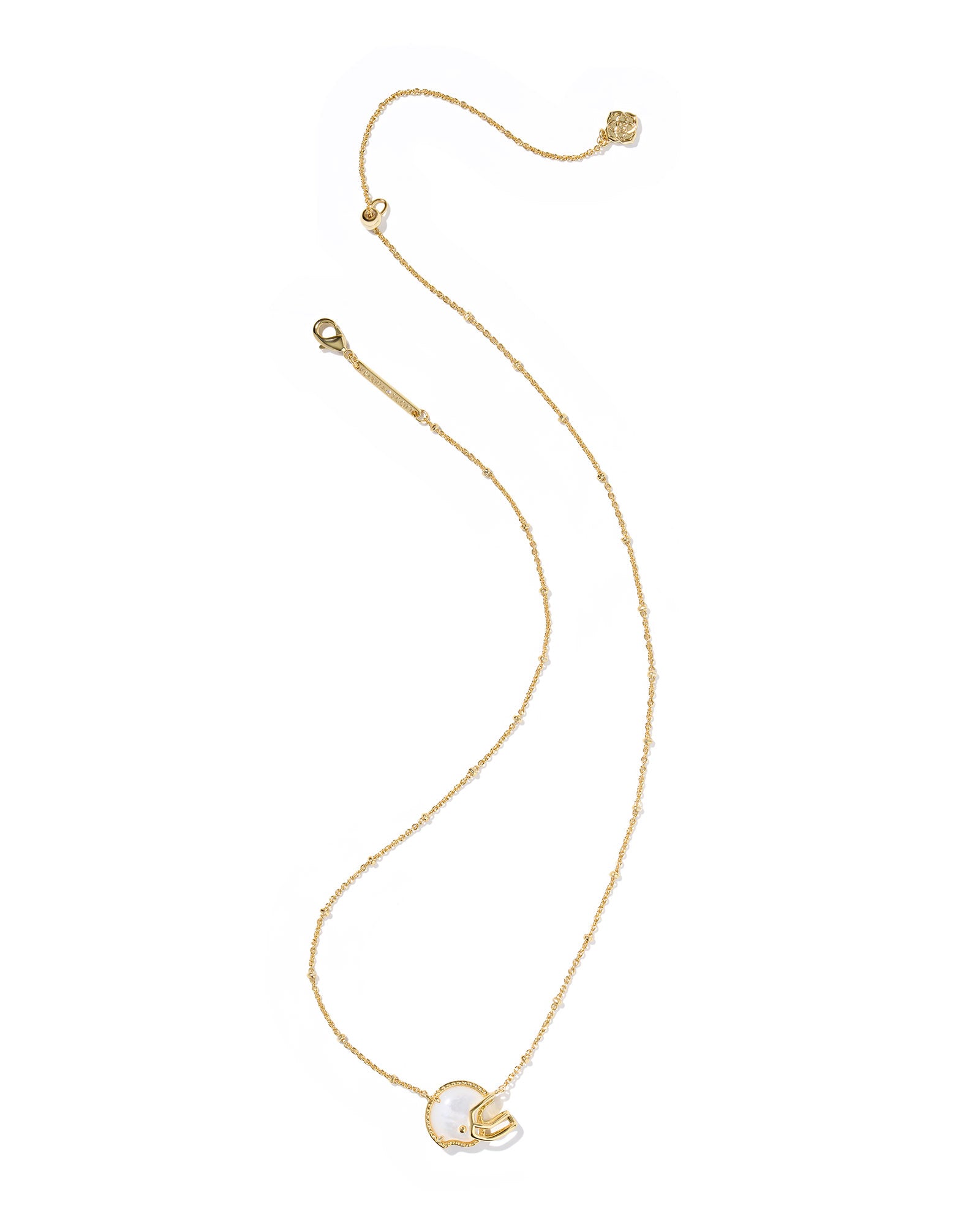Kendra Scott Football Helmet Short Pendant Necklace - Gold Ivory Mother Of Pearl